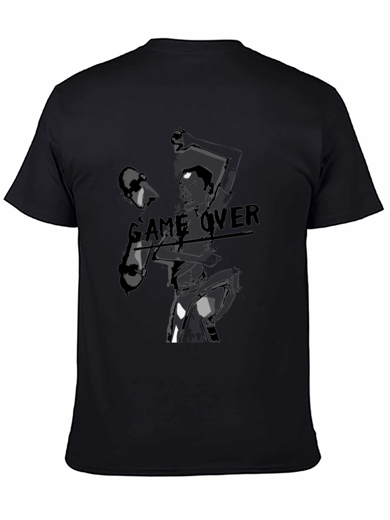 Black Game Over Graphic Print Black T-Shirt view 4