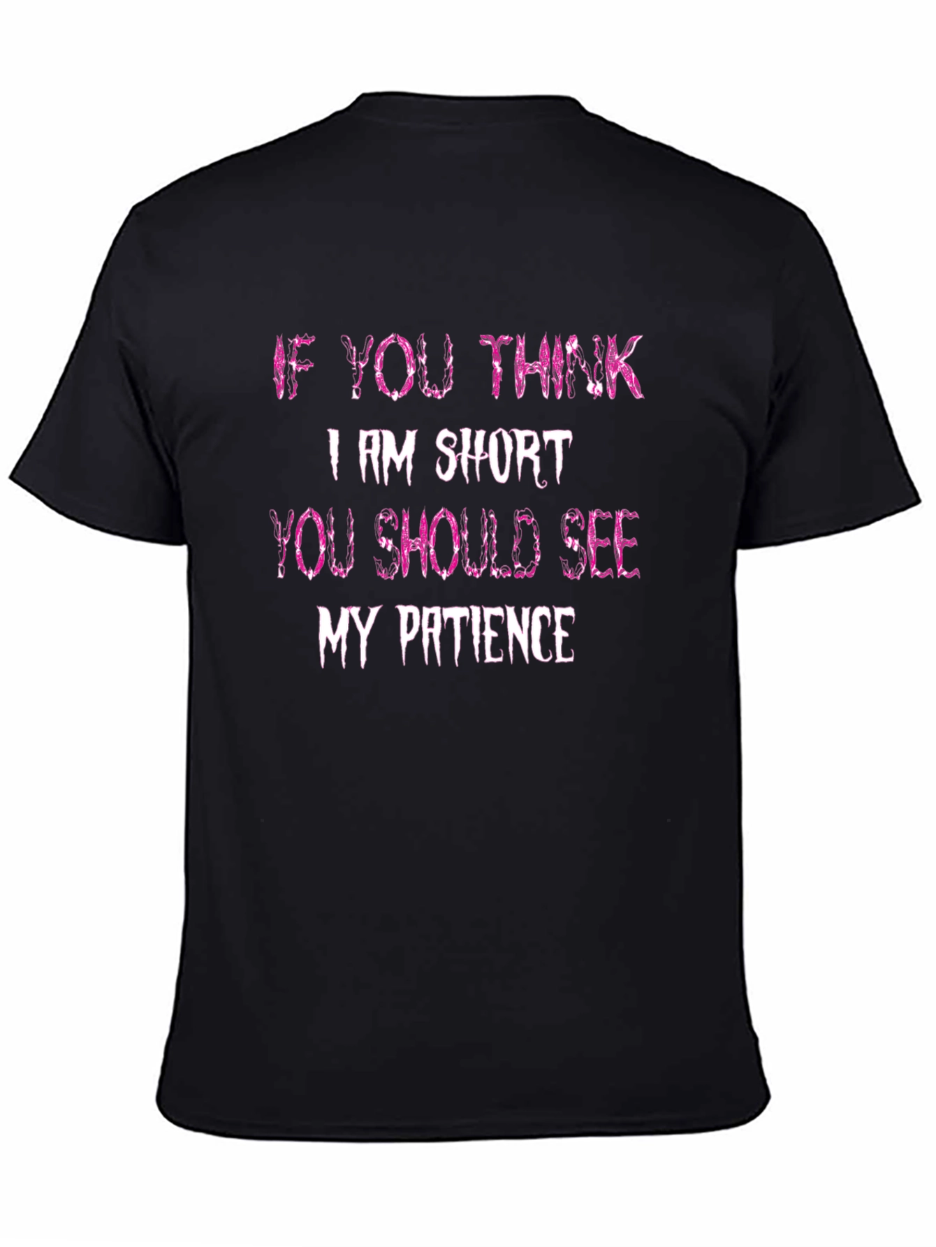 Black Humorous Short Patience Graphic T-Shirt view 4