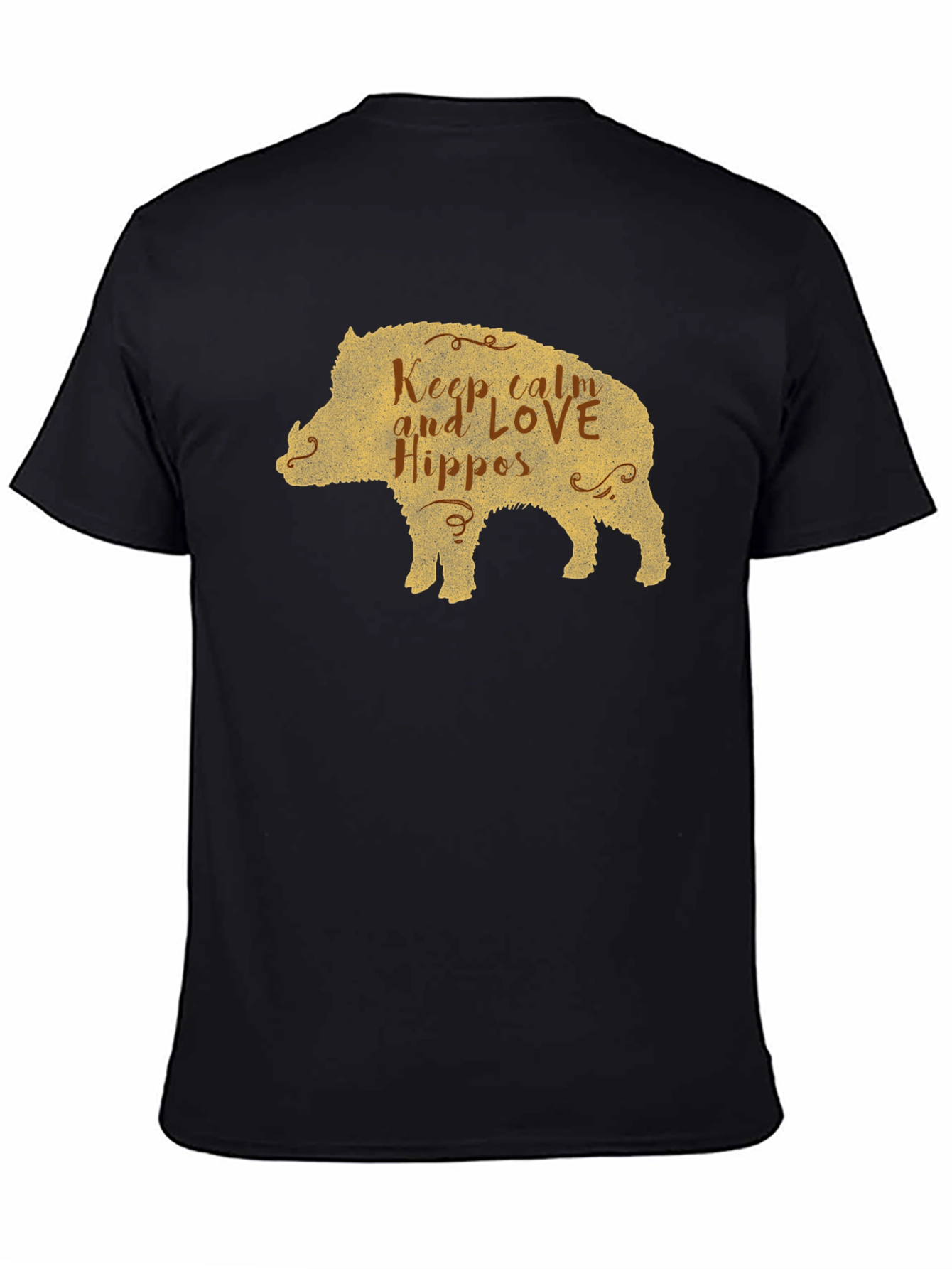 Black Keep Calm Love Hippos Pig T-Shirt view 4