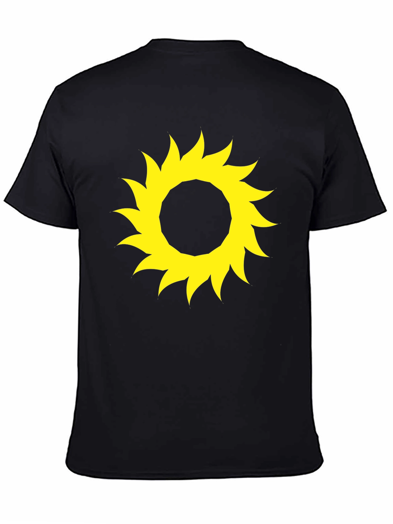 Black Black T-Shirt with Yellow Sun Design view 4
