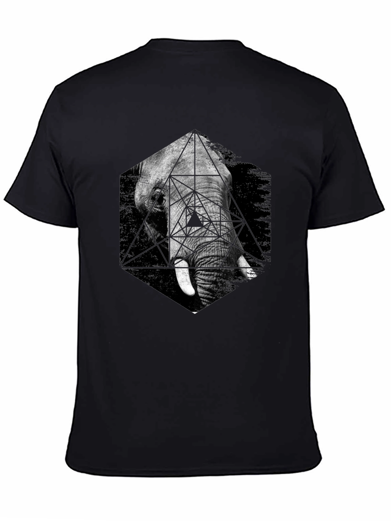 Black Geometric Elephant Graphic Tee view 4