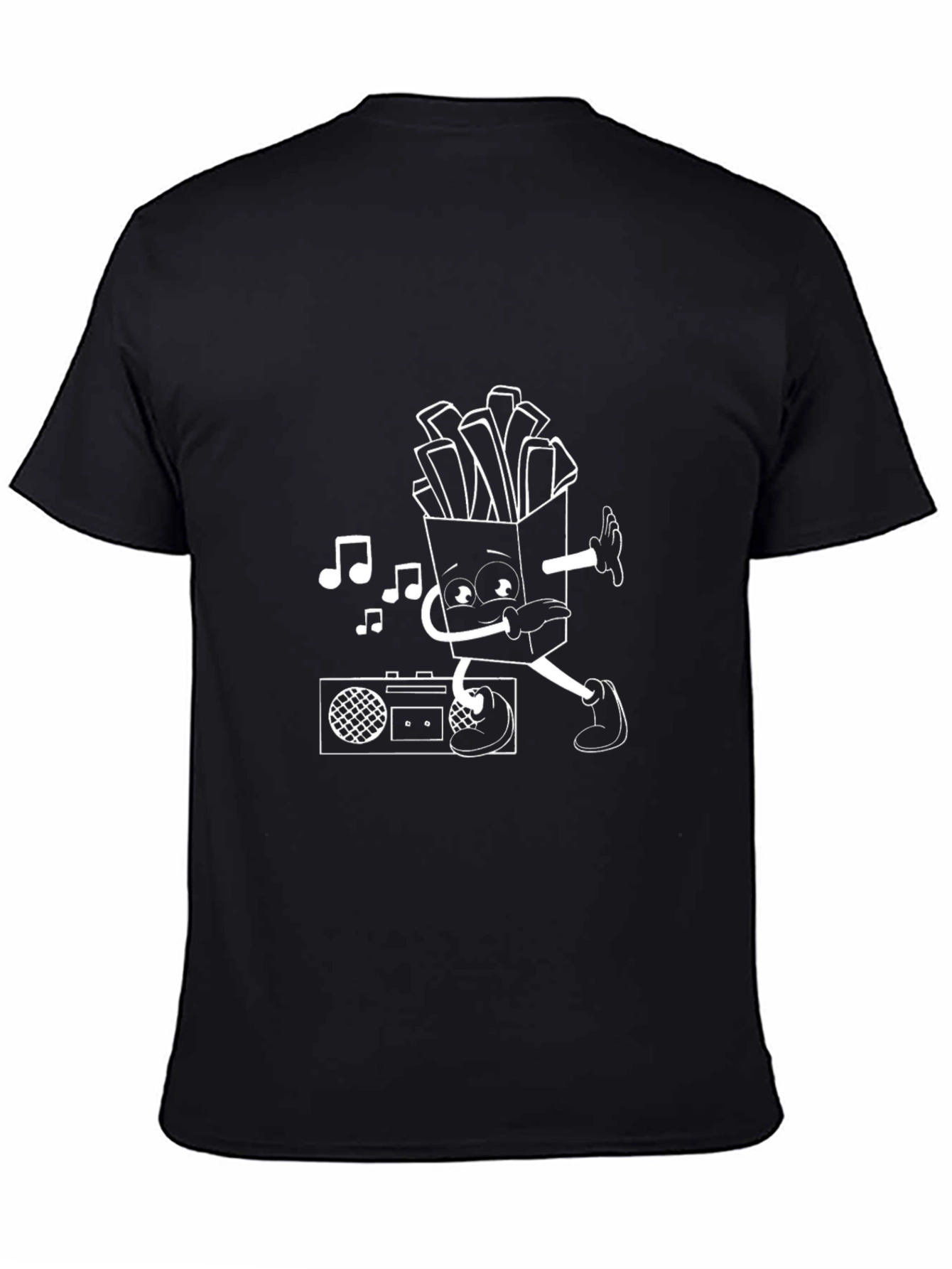 Black Dancing Fries Graphic Tee - Black Cotton T-Shirt view 4