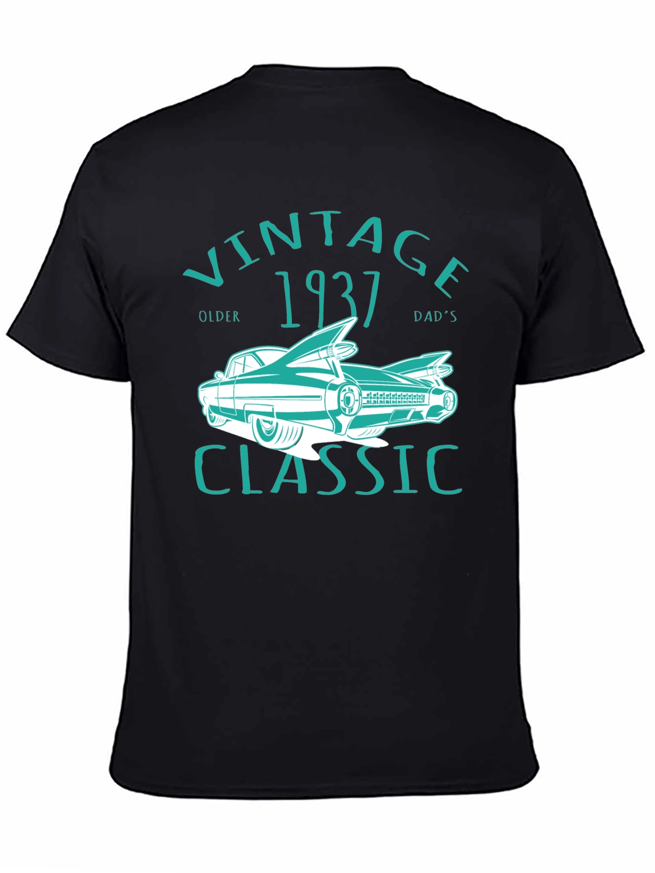 Black Vintage 1937 Classic Car T-Shirt view 4