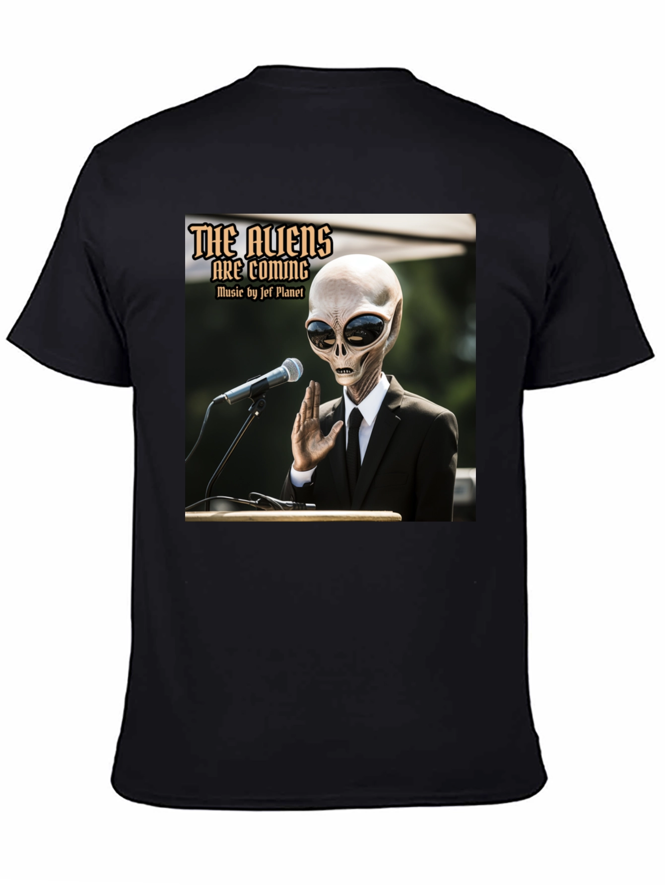Black The Aliens Are Coming T-Shirt - Jef Planet Music view 4