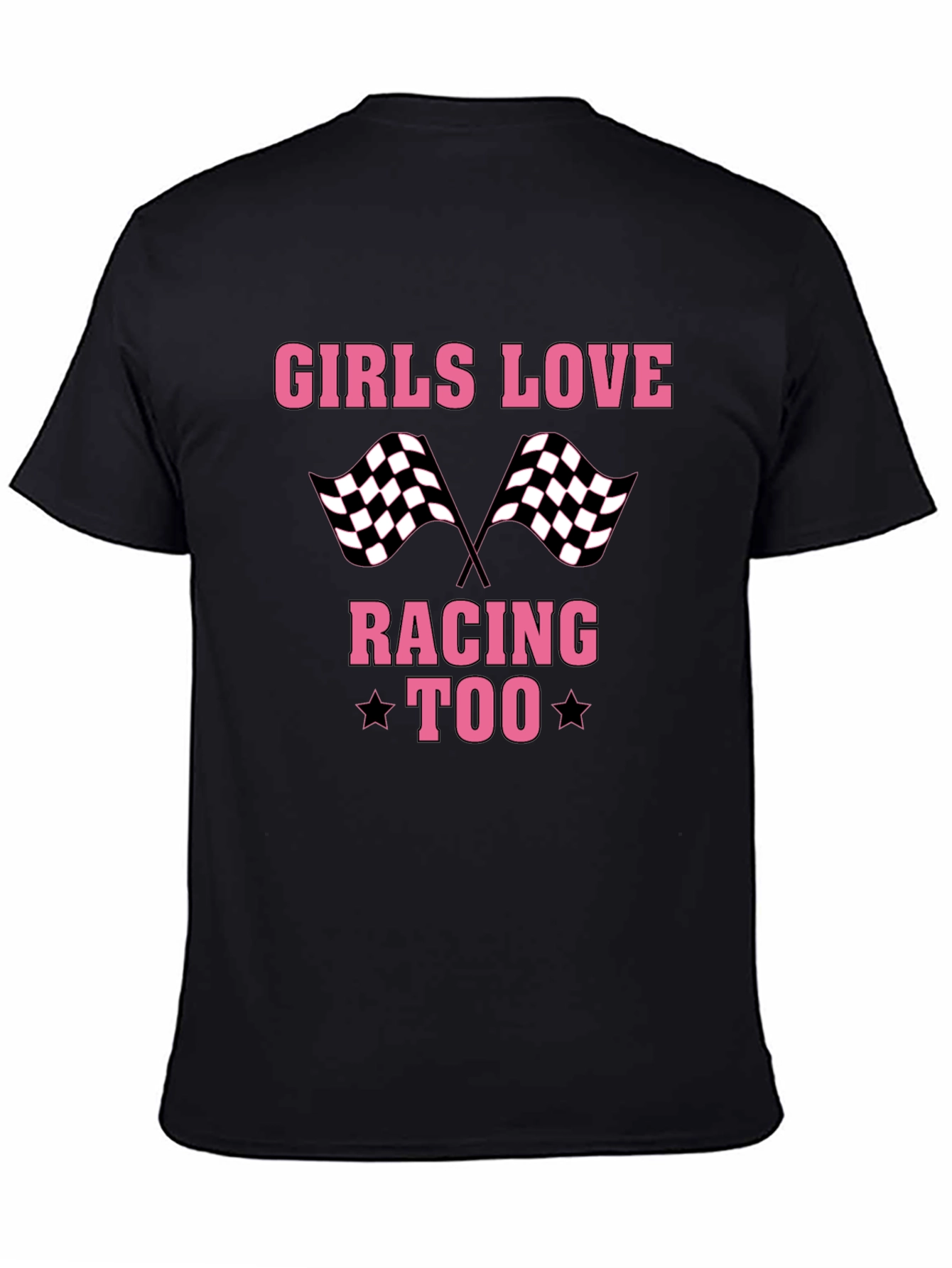 Black Girls Love Racing Too T-Shirt - Black view 4