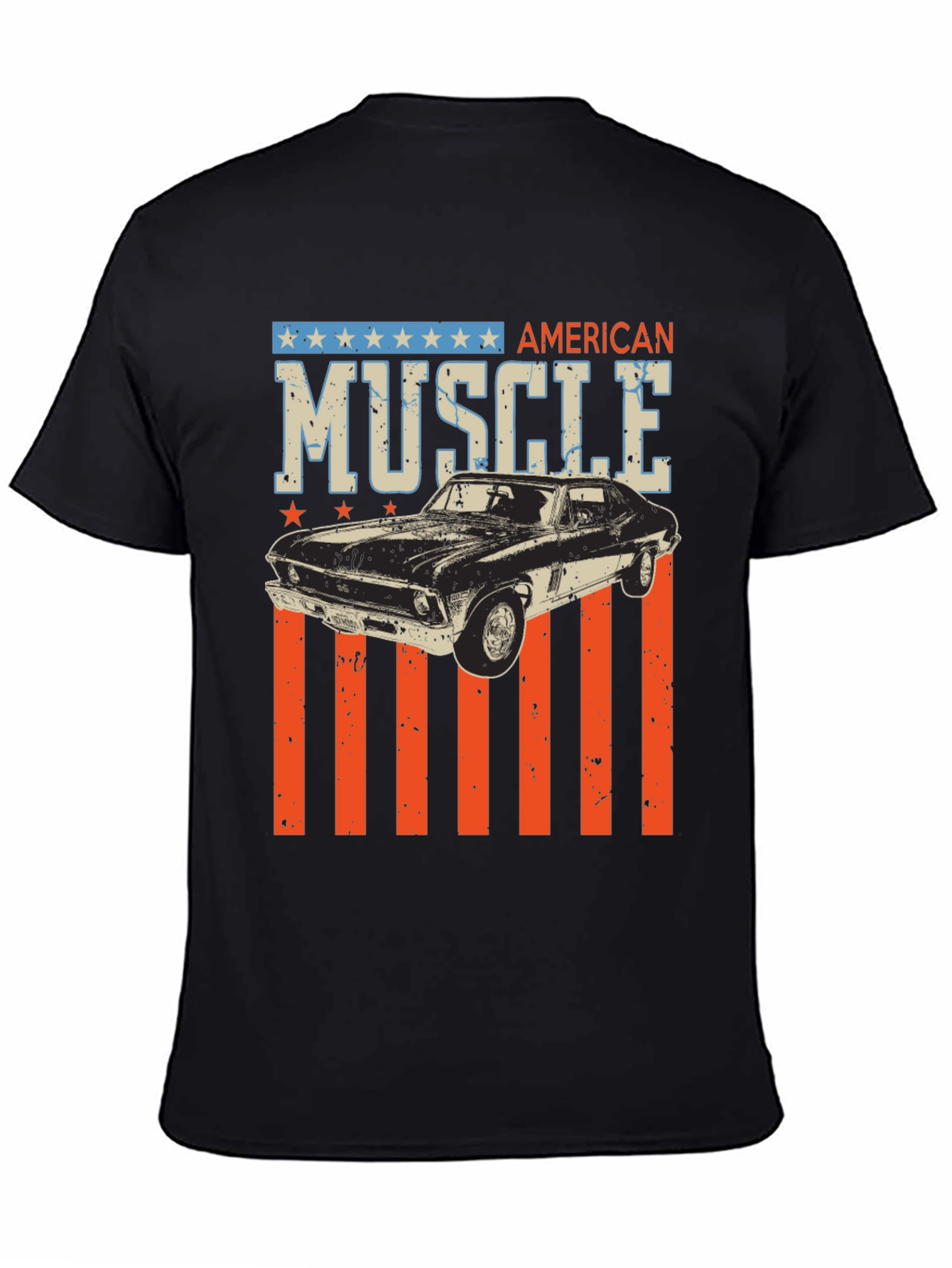 Black American Muscle Car Graphic Tee view 4