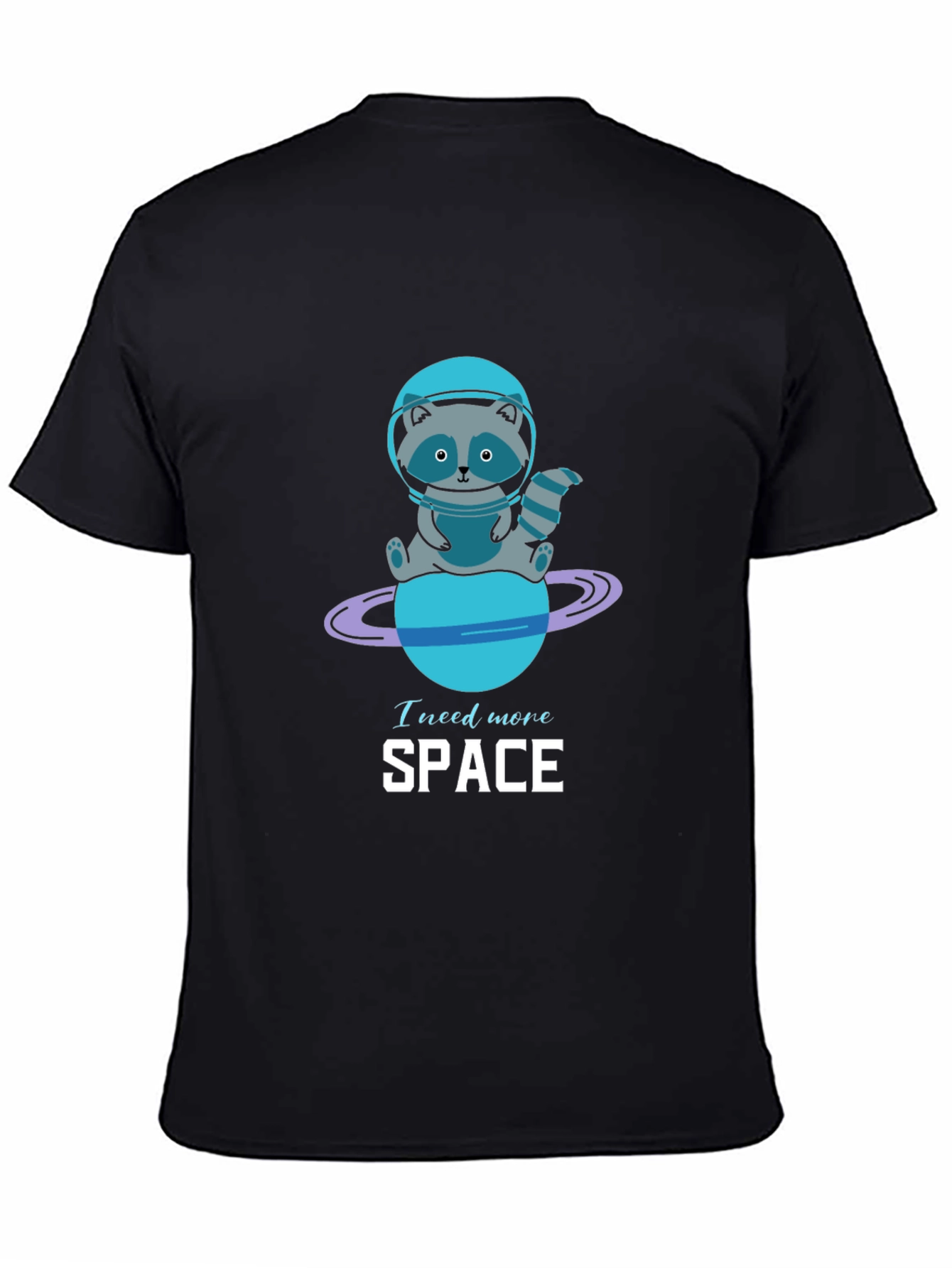 Black Need More Space Raccoon Graphic Tee view 4