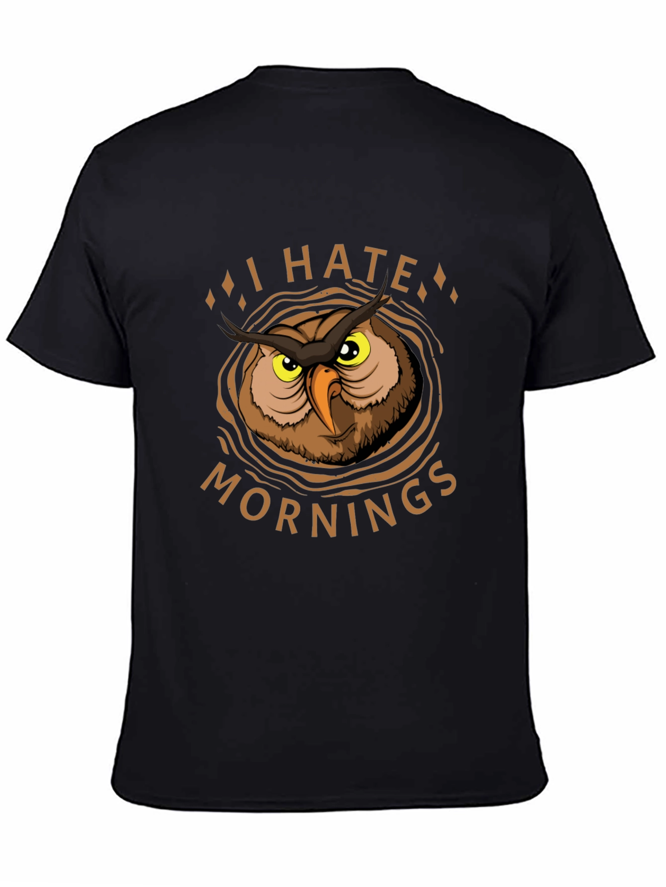 Black I Hate Mornings Owl Graphic T-Shirt view 4