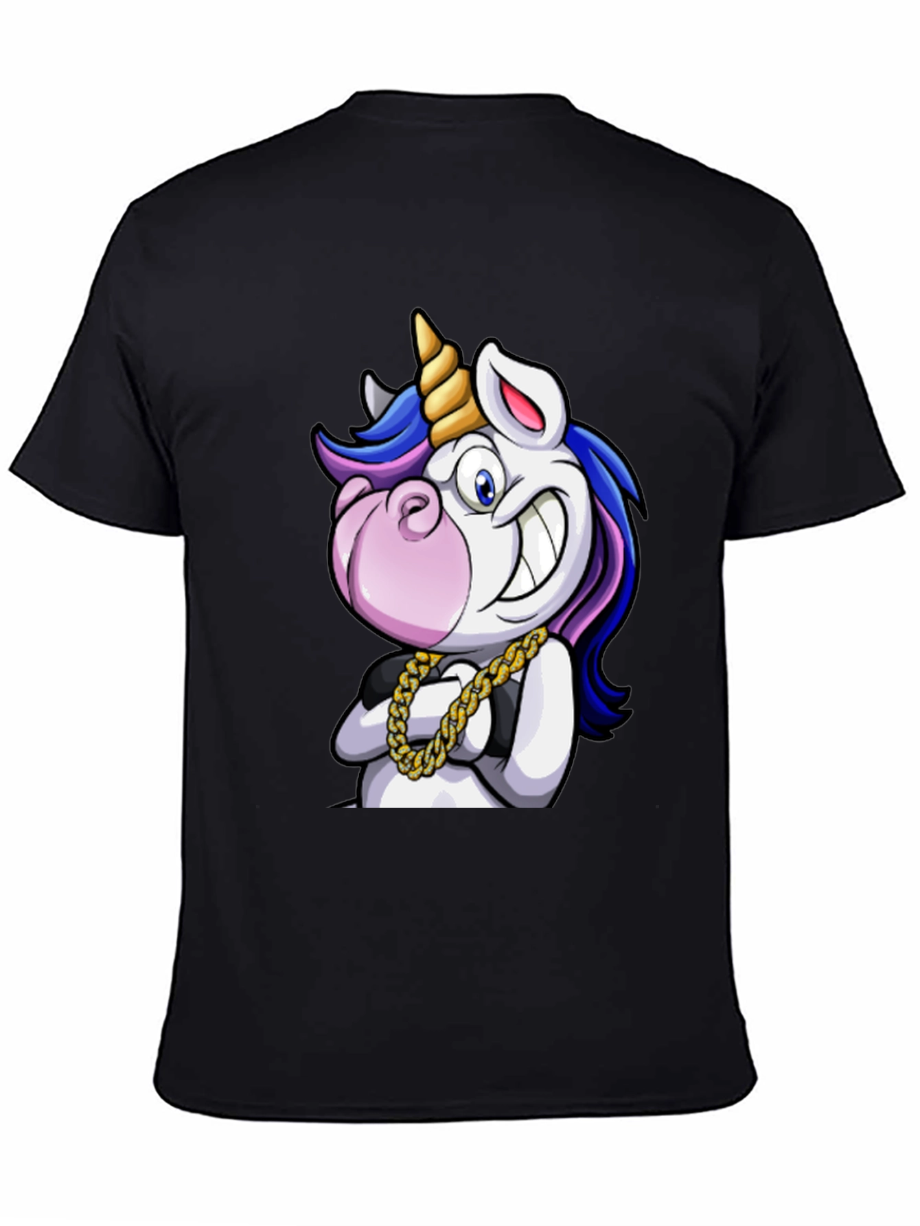 Black Unicorn Swag T-Shirt - Cartoon Graphic Tee view 4
