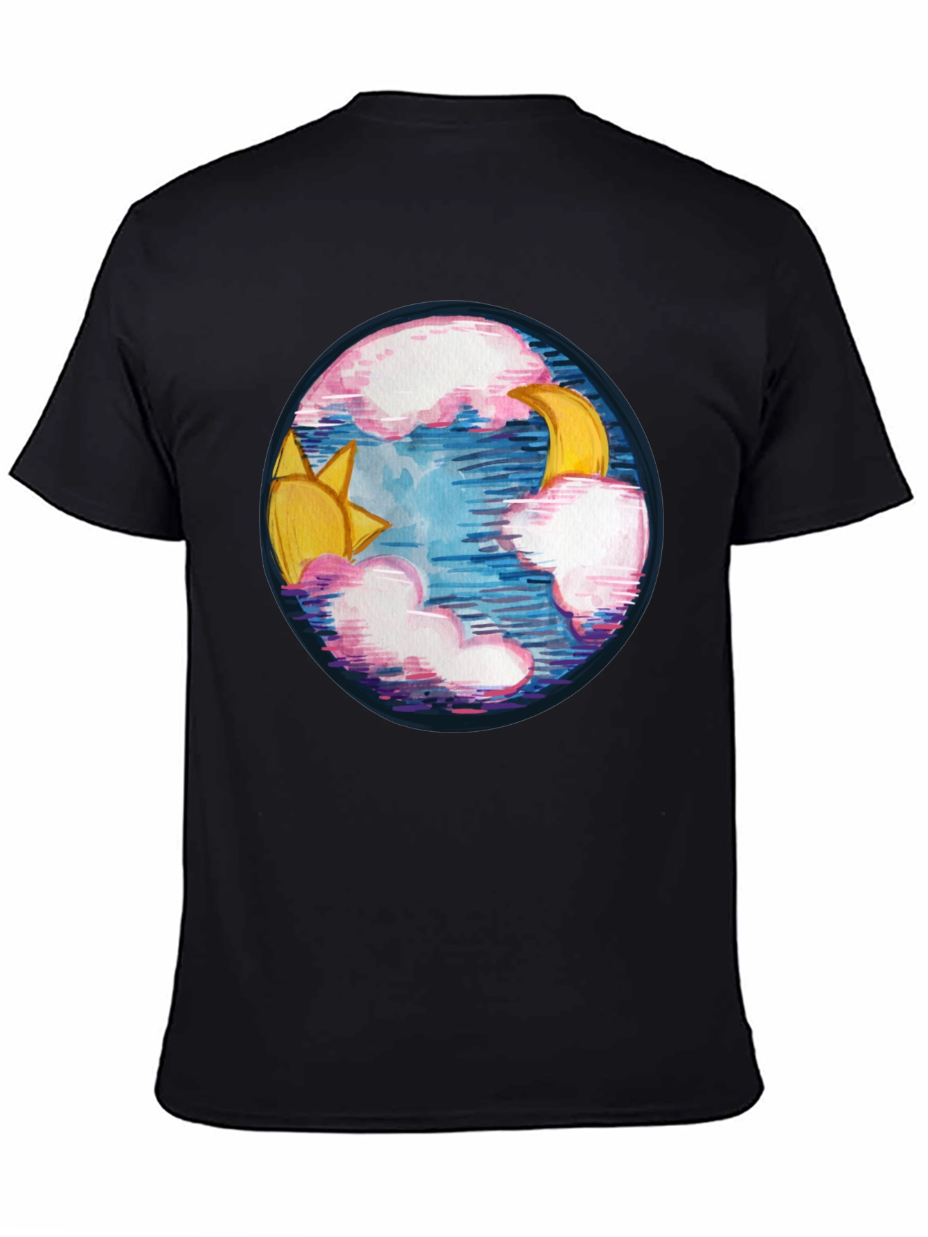 Black Sun & Moon Graphic Tee - Celestial Design view 4