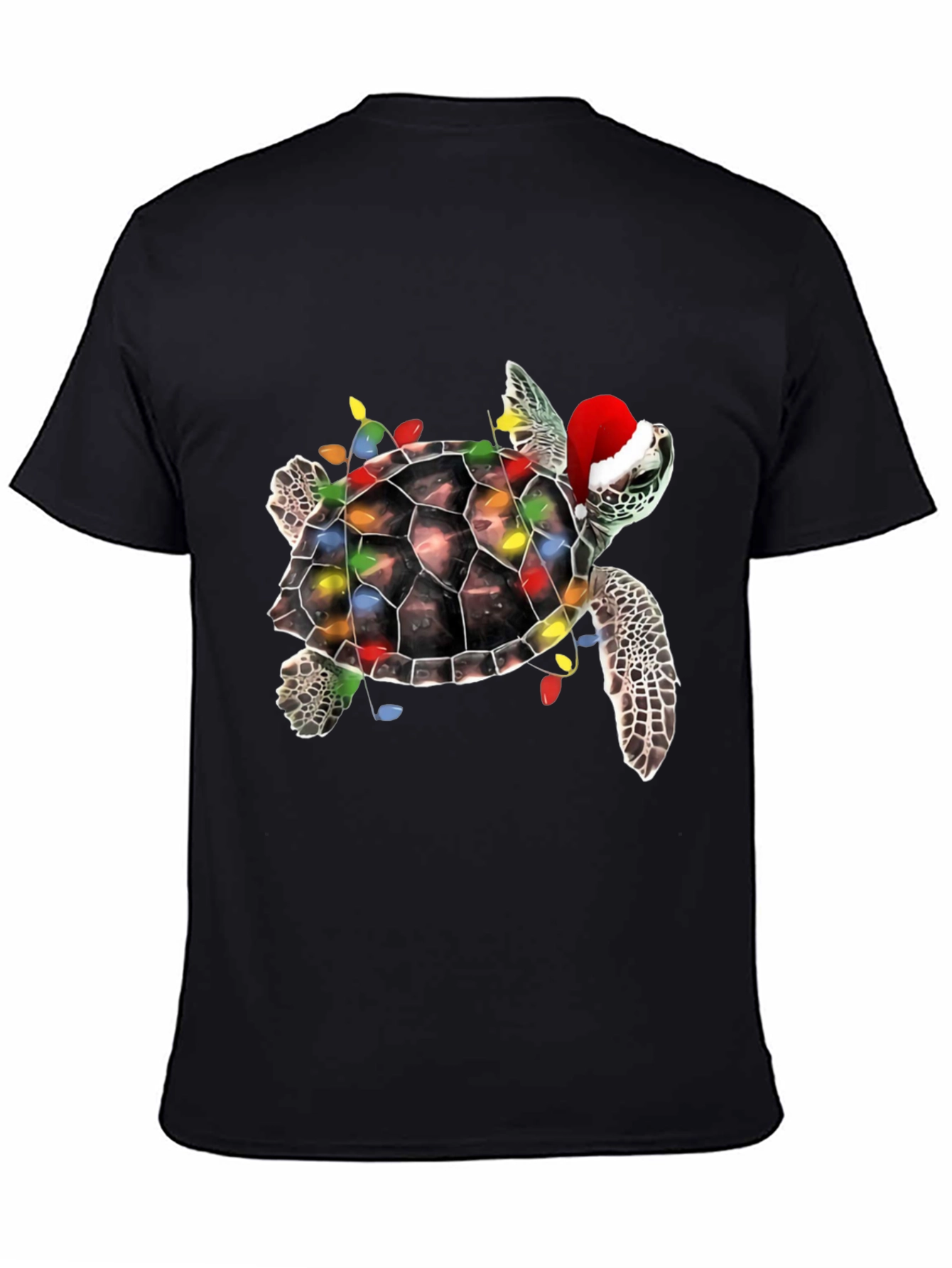 Black Festive Turtle Christmas T-Shirt view 4