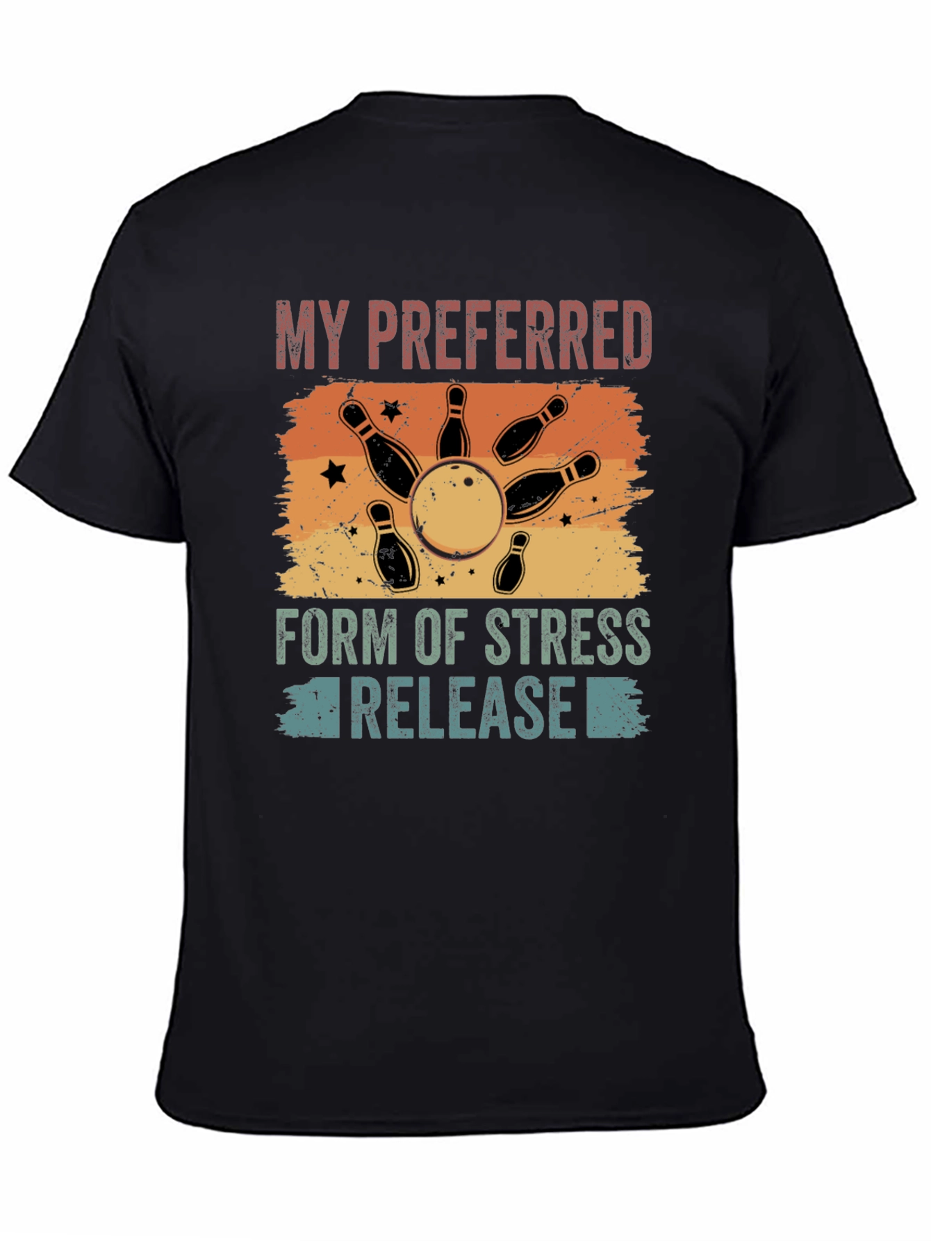 Black Bowling Stress Relief Graphic Tee view 4