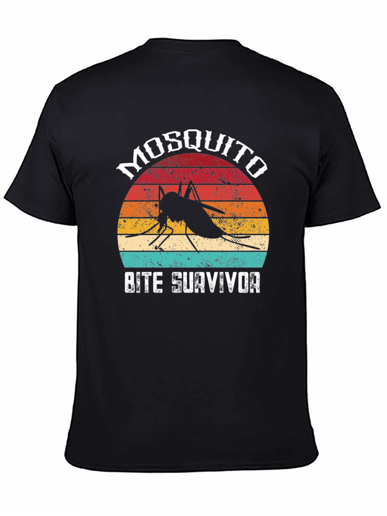 Black Mosquito Bite Survivor T-Shirt - Vintage Style  view 4