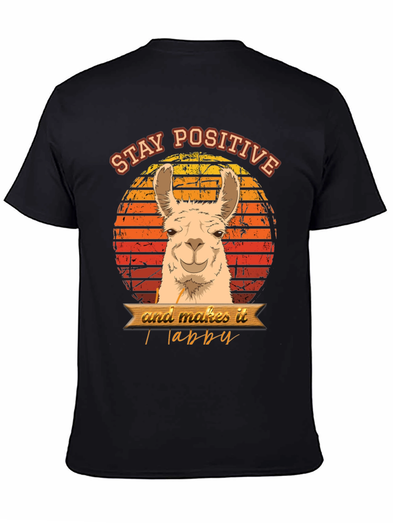 Black Stay Positive Llama T-Shirt view 4