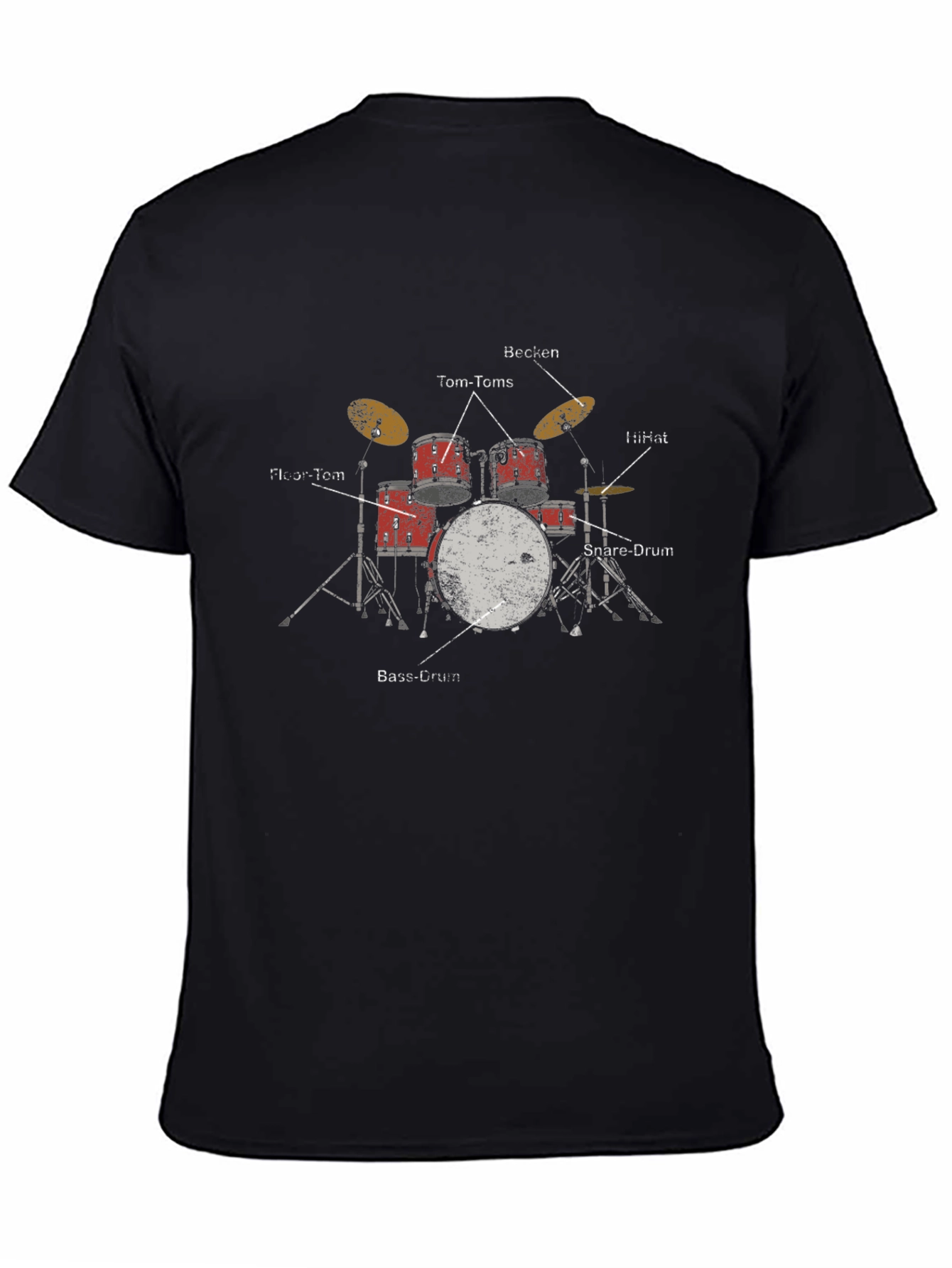 Black Drum Kit Diagram T-Shirt view 4
