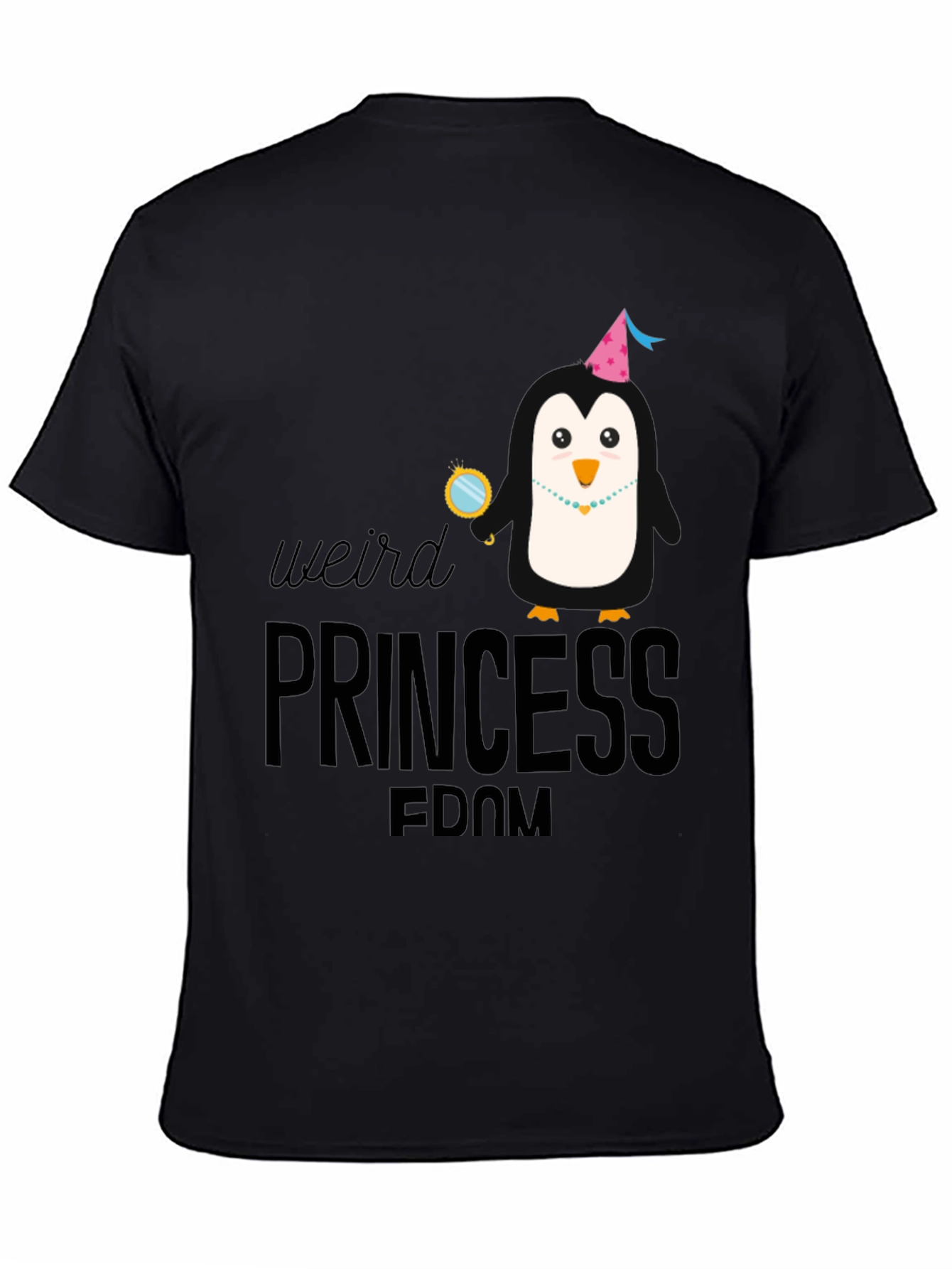 Black Weird Princess Penguin T-Shirt - Black view 4