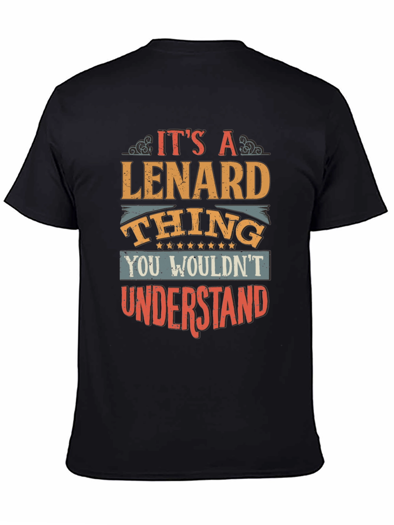 Black Lenard Thing Graphic Tee - Unique Gift Idea view 4