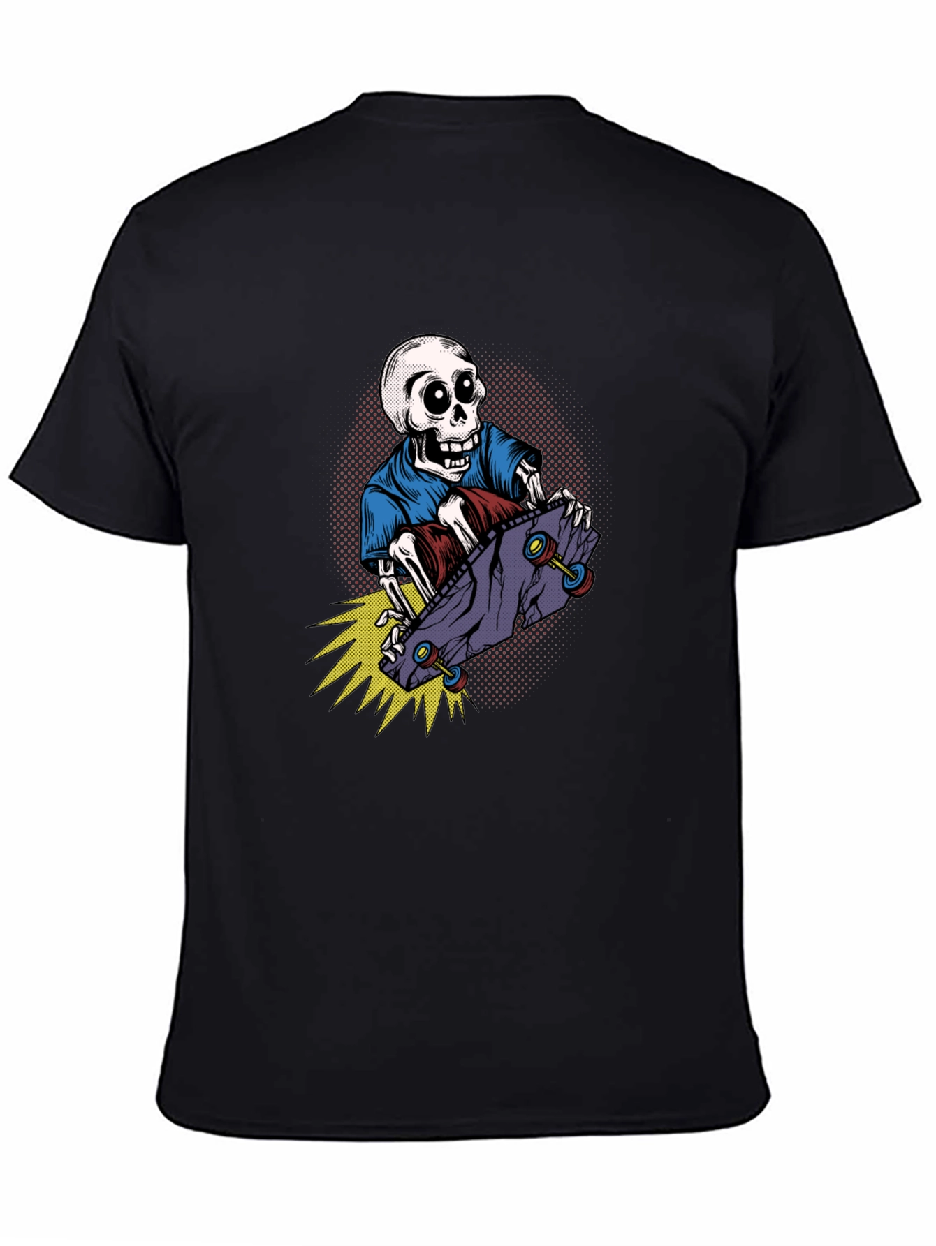Black Skateboarding Skeleton Graphic T-Shirt view 4