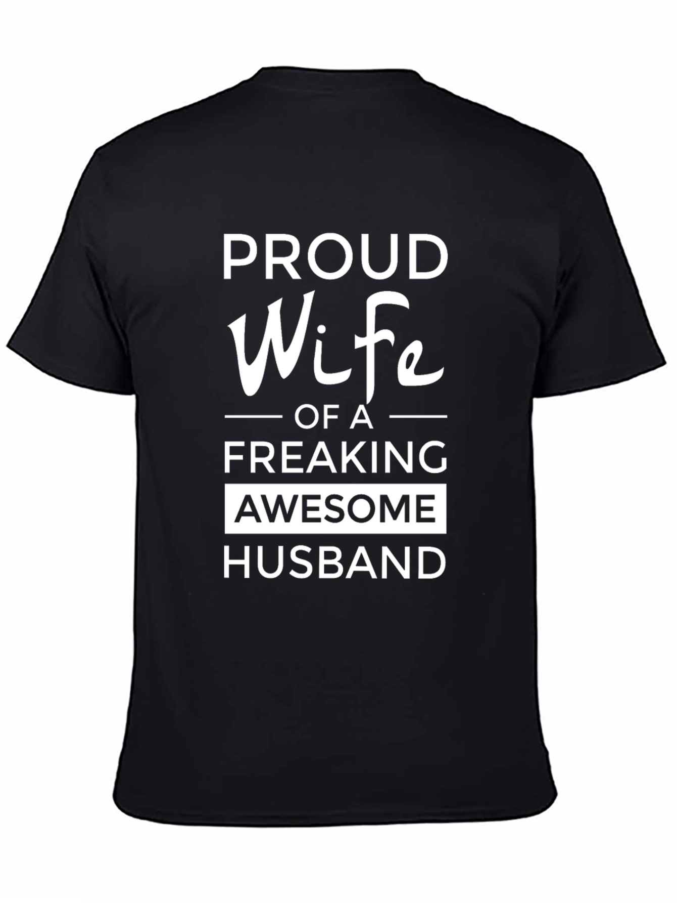 Black Proud Wife of an Awesome Husband Black T-Shirt view 4