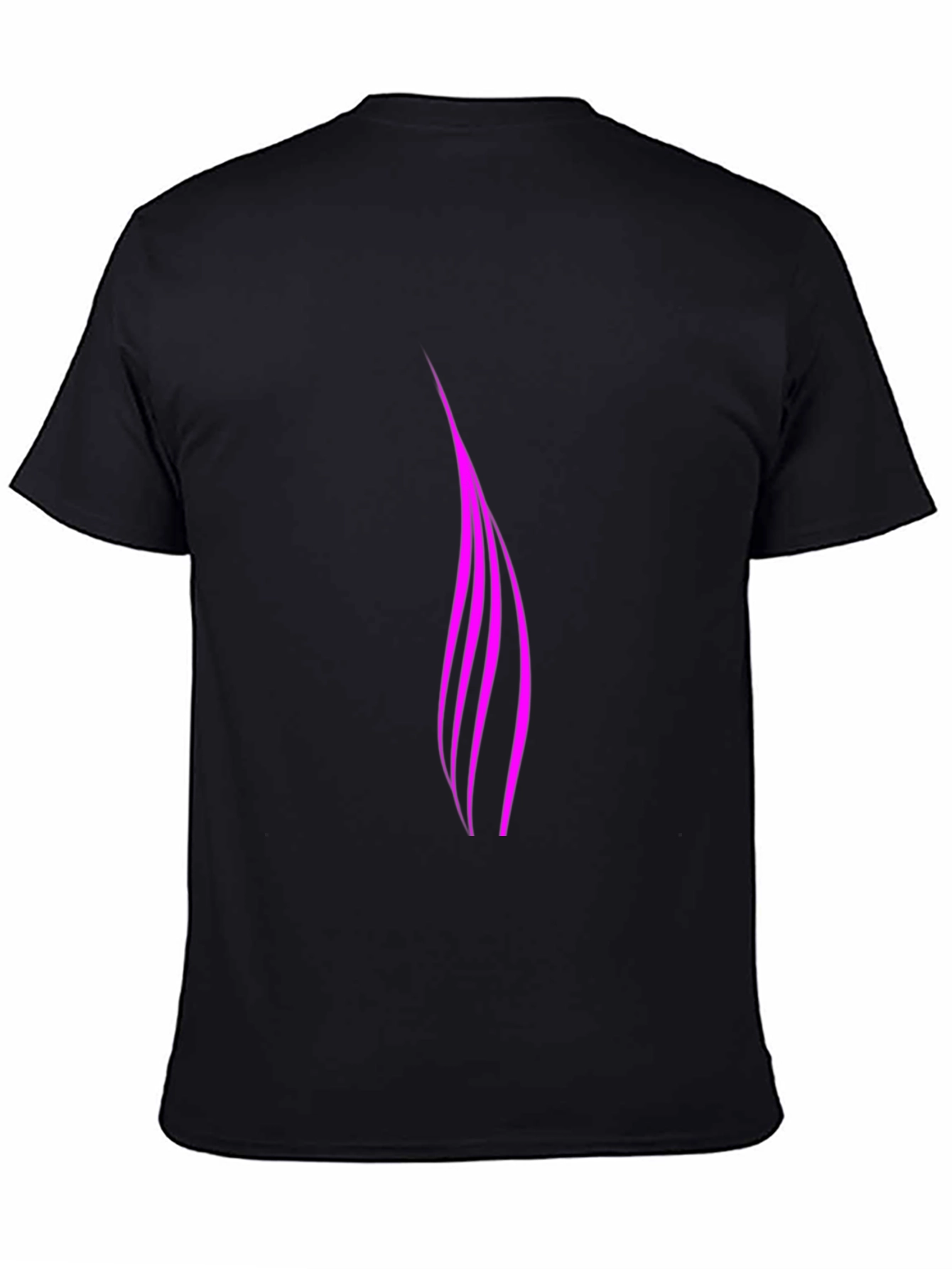 Black Modern Pink Stripe Tee - Men's Casual Black T-Shirt view 4