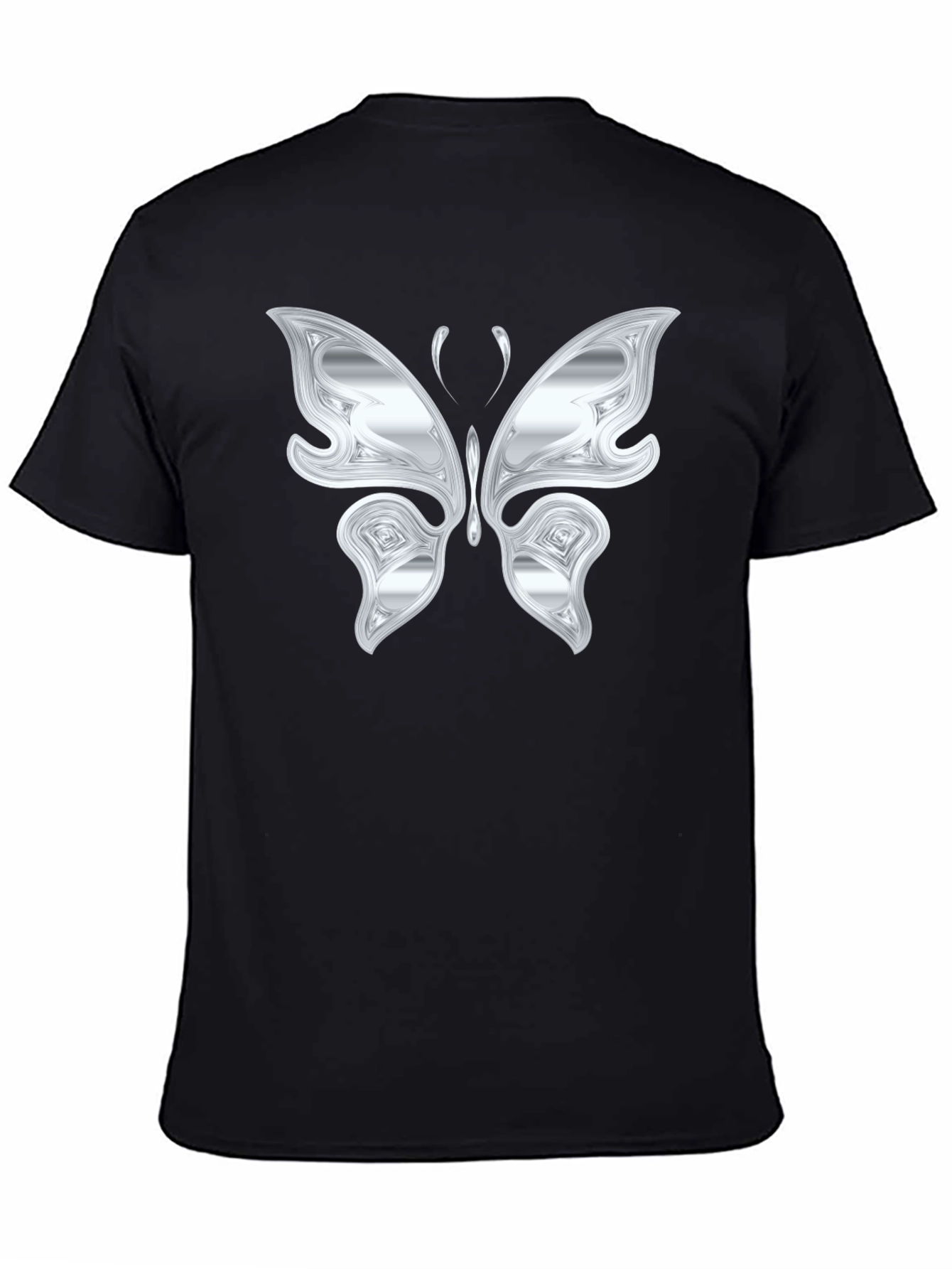 Black Silver Butterfly Graphic Black T-Shirt view 4