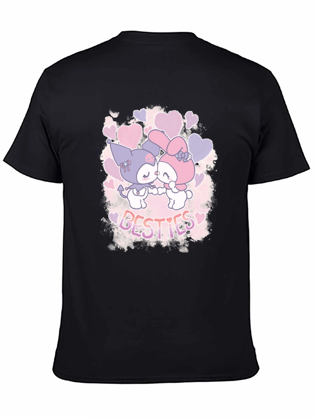 Black Kawaii Besties Graphic Tee - Cute Cartoon Shirt view 4