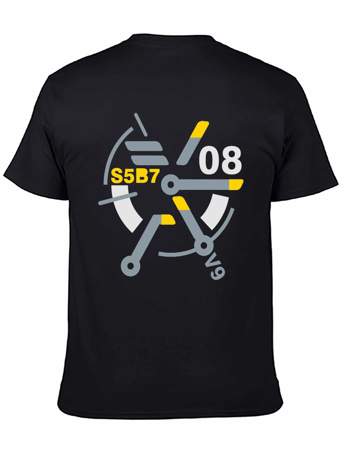 Black Abstract Graphic Tee - S5B7 08 v9 Design T-Shirt view 4