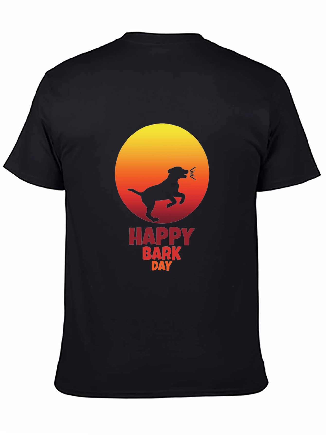 Black Happy Bark Day Black T-Shirt - Dog Lover Tee view 4