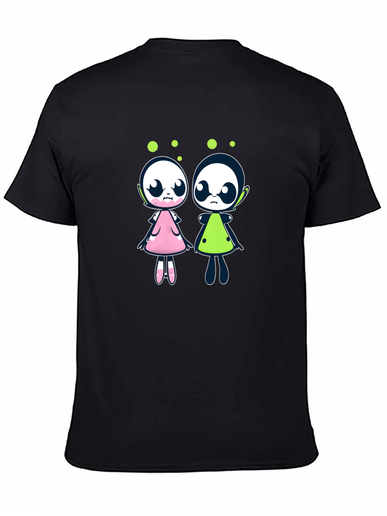 Black Cute Cartoon Alien Character Black T-Shirt view 4