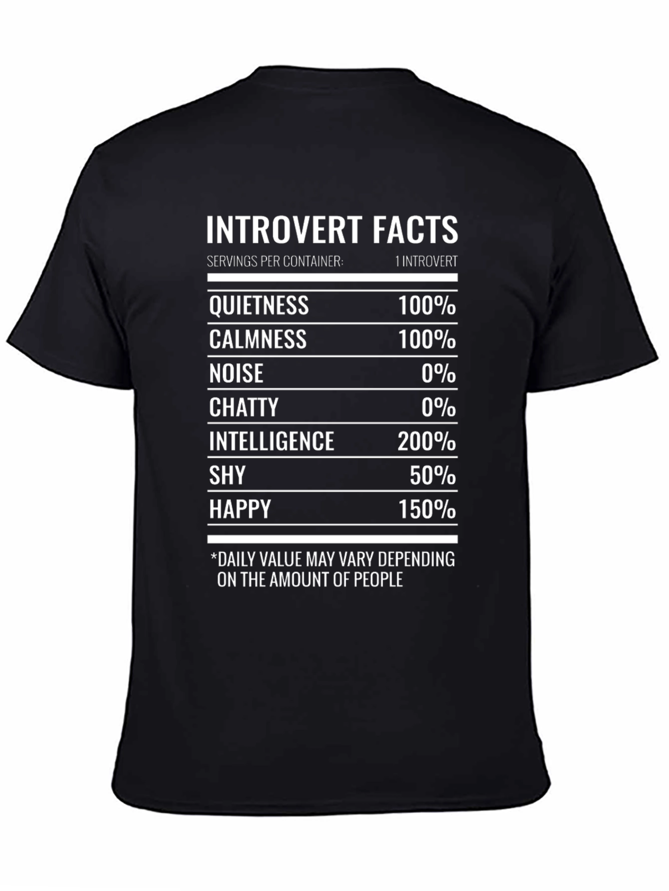 Black Introvert Facts Funny Graphic T-Shirt view 4