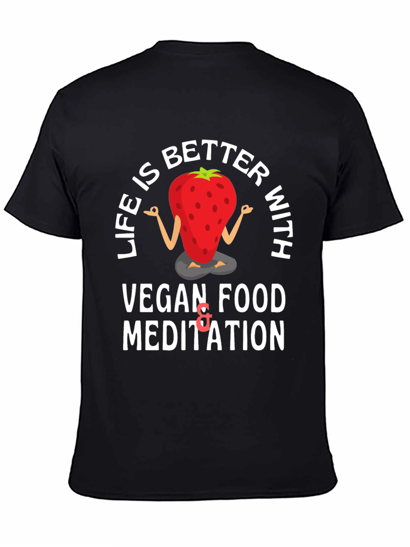 Black Vegan Meditation T-Shirt - Life is Better With... view 4