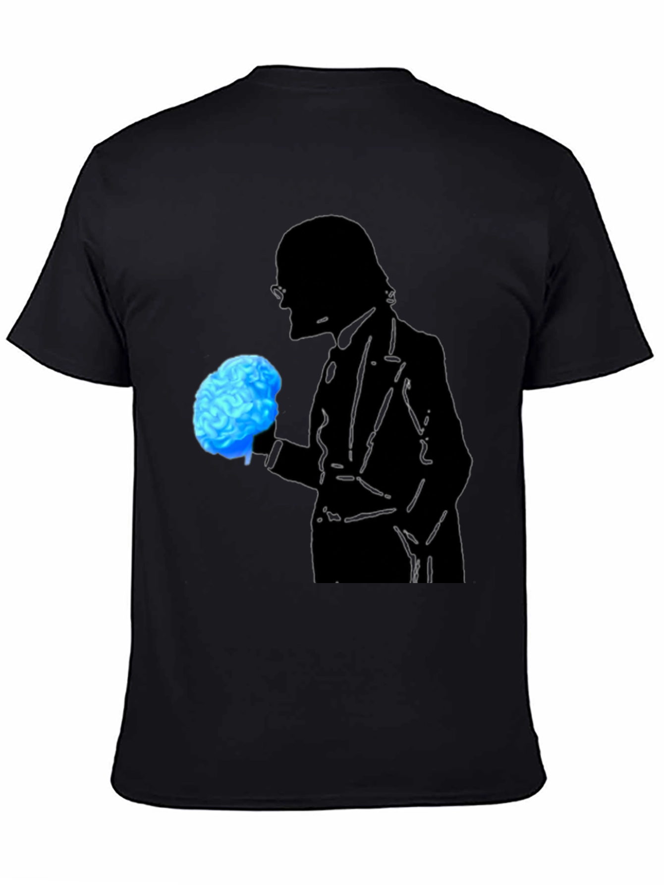 Black Brain Silhouette Graphic Tee view 4