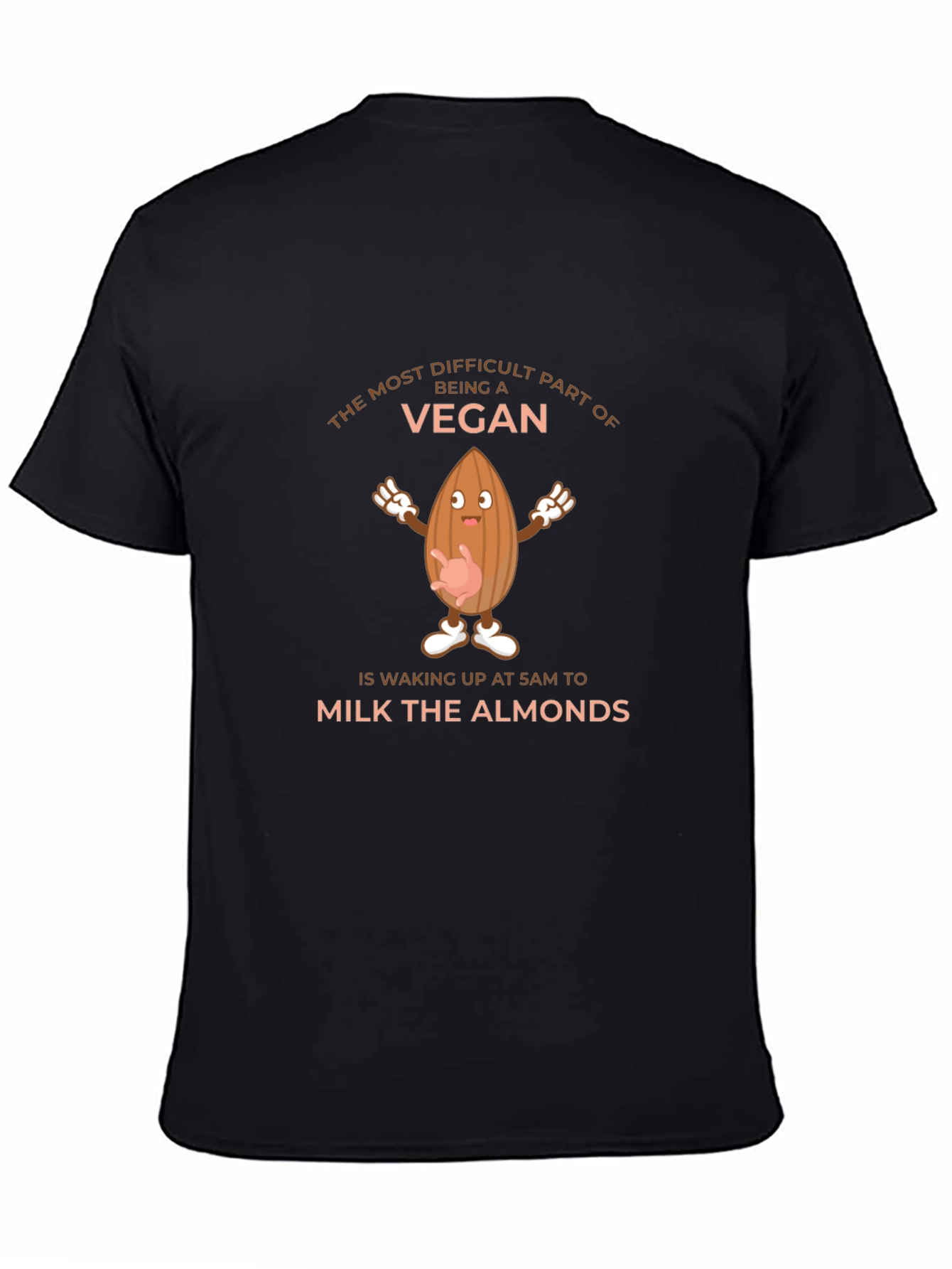 Black Funny Vegan T-Shirt - Milk the Almonds Tee view 4