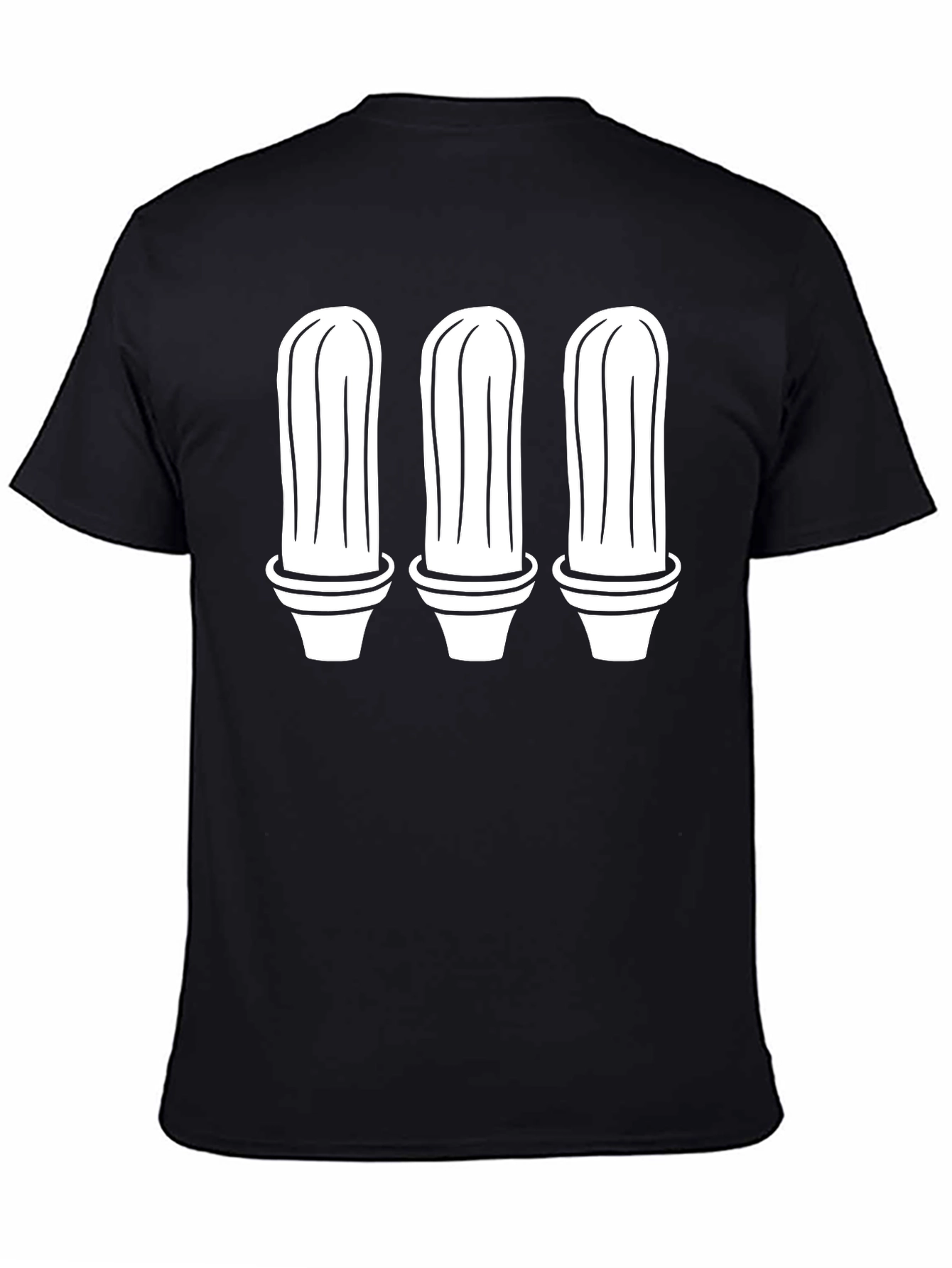 Black Cactus Trio Graphic Tee - Black Cotton T-Shirt view 4