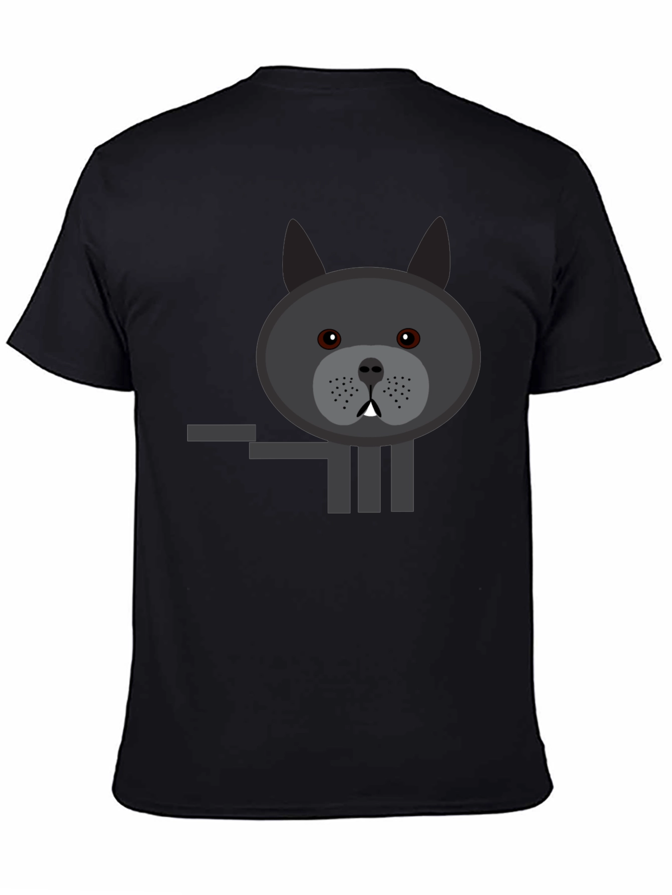 Black Graphic Tee: Cartoon Bulldog Design Black T-Shirt view 4