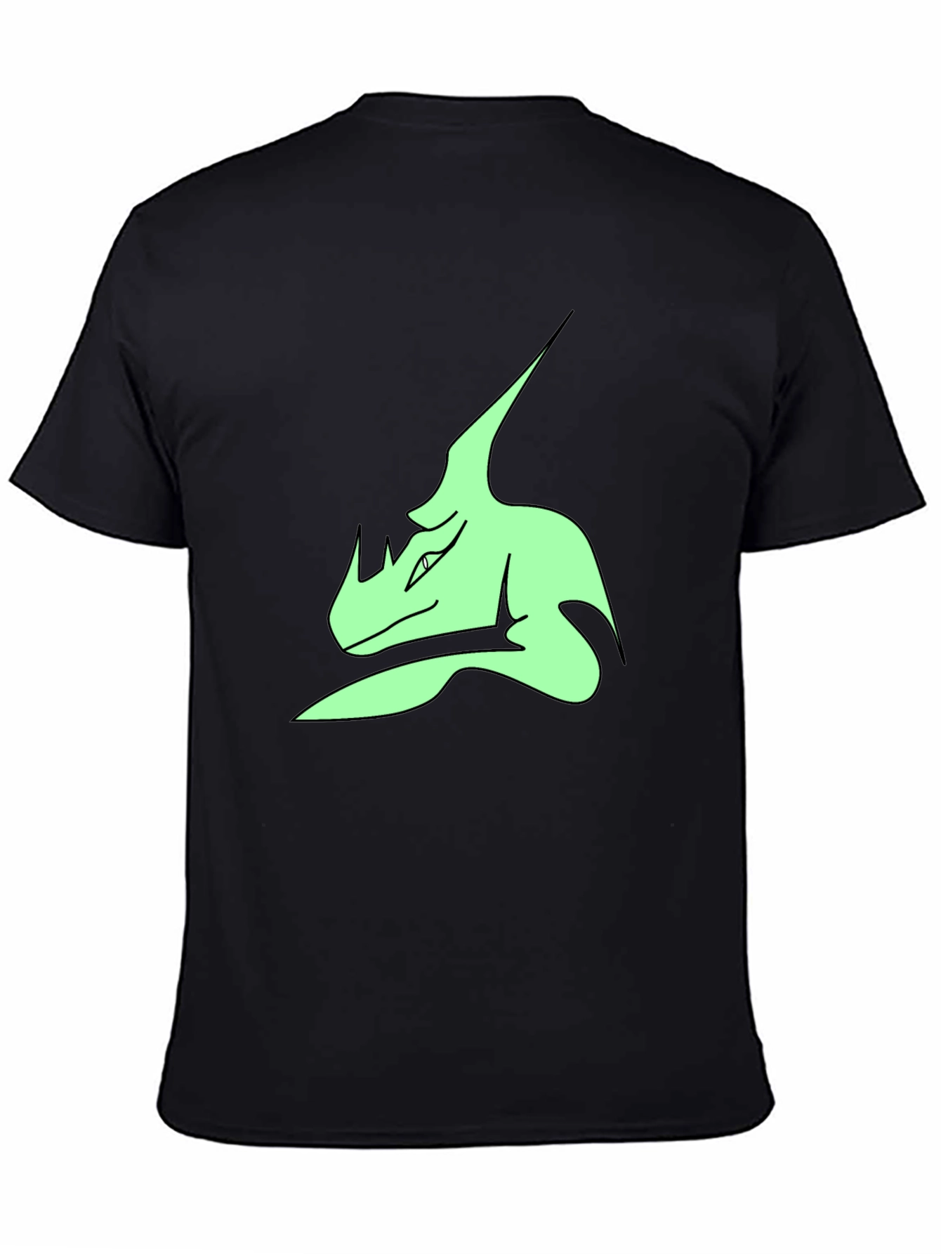 Black Stylish Black T-Shirt with Green Dinosaur Graphic Print view 4