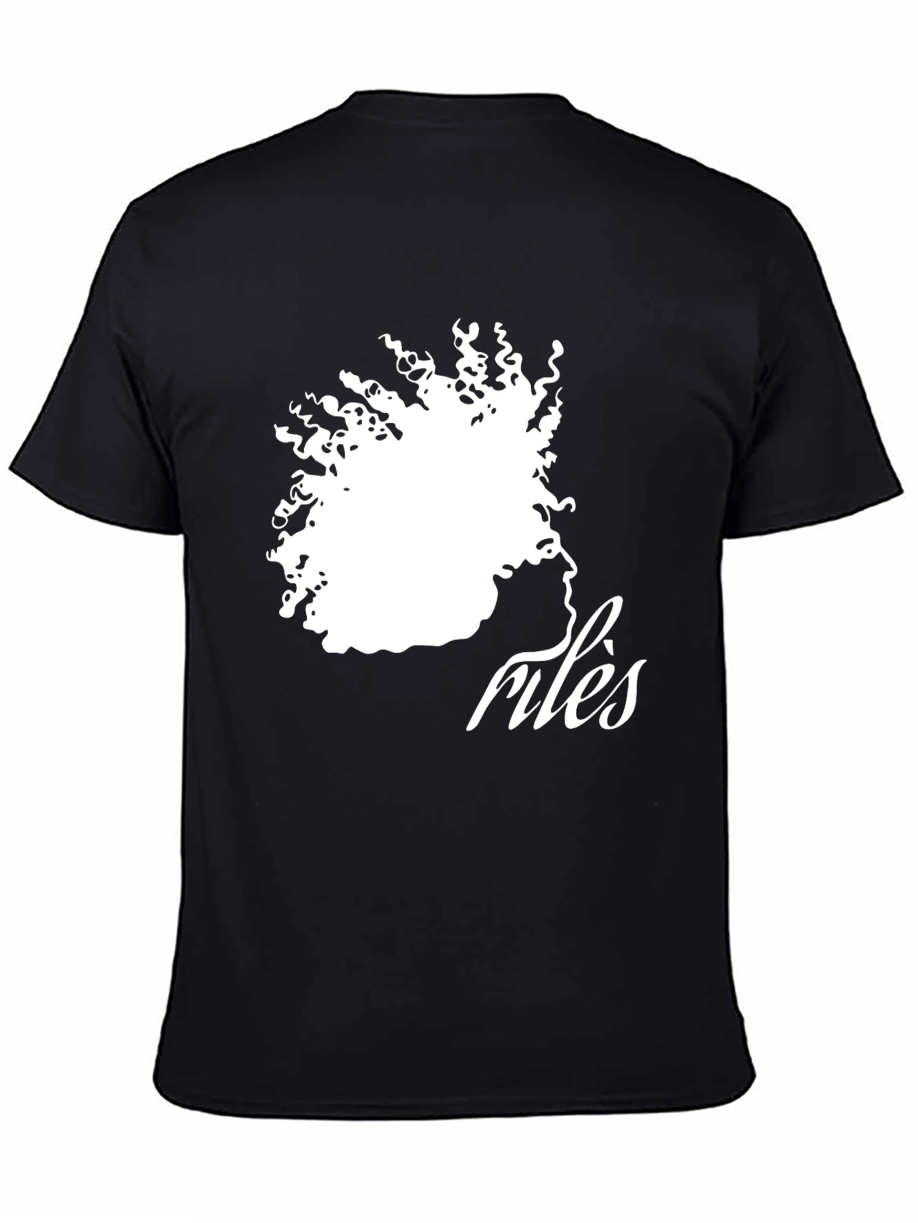 Black Stylish Black T-Shirt with Artistic Hair Silhouette Design view 4