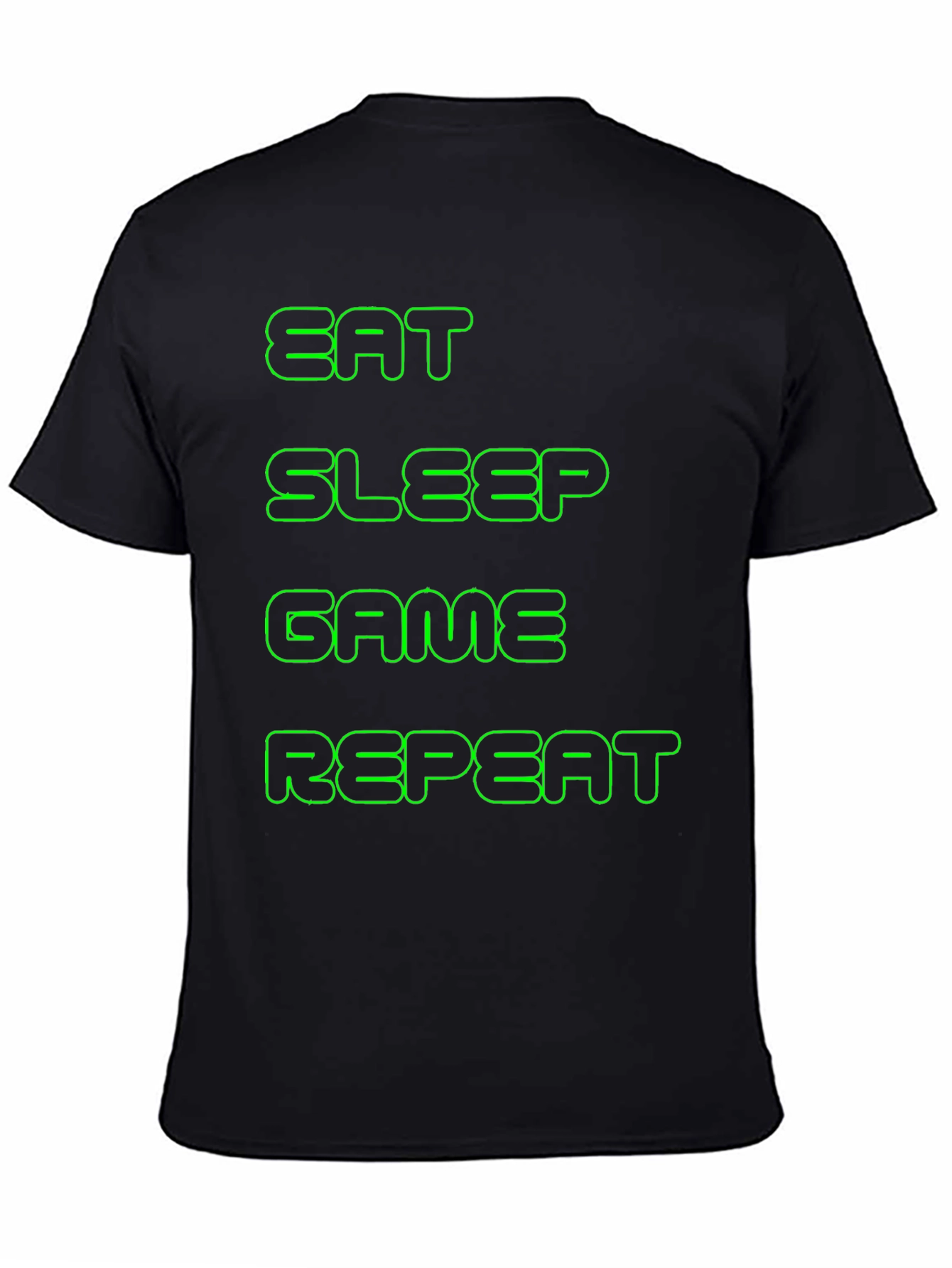 Black Eat Sleep Game Repeat Black T-Shirt view 4