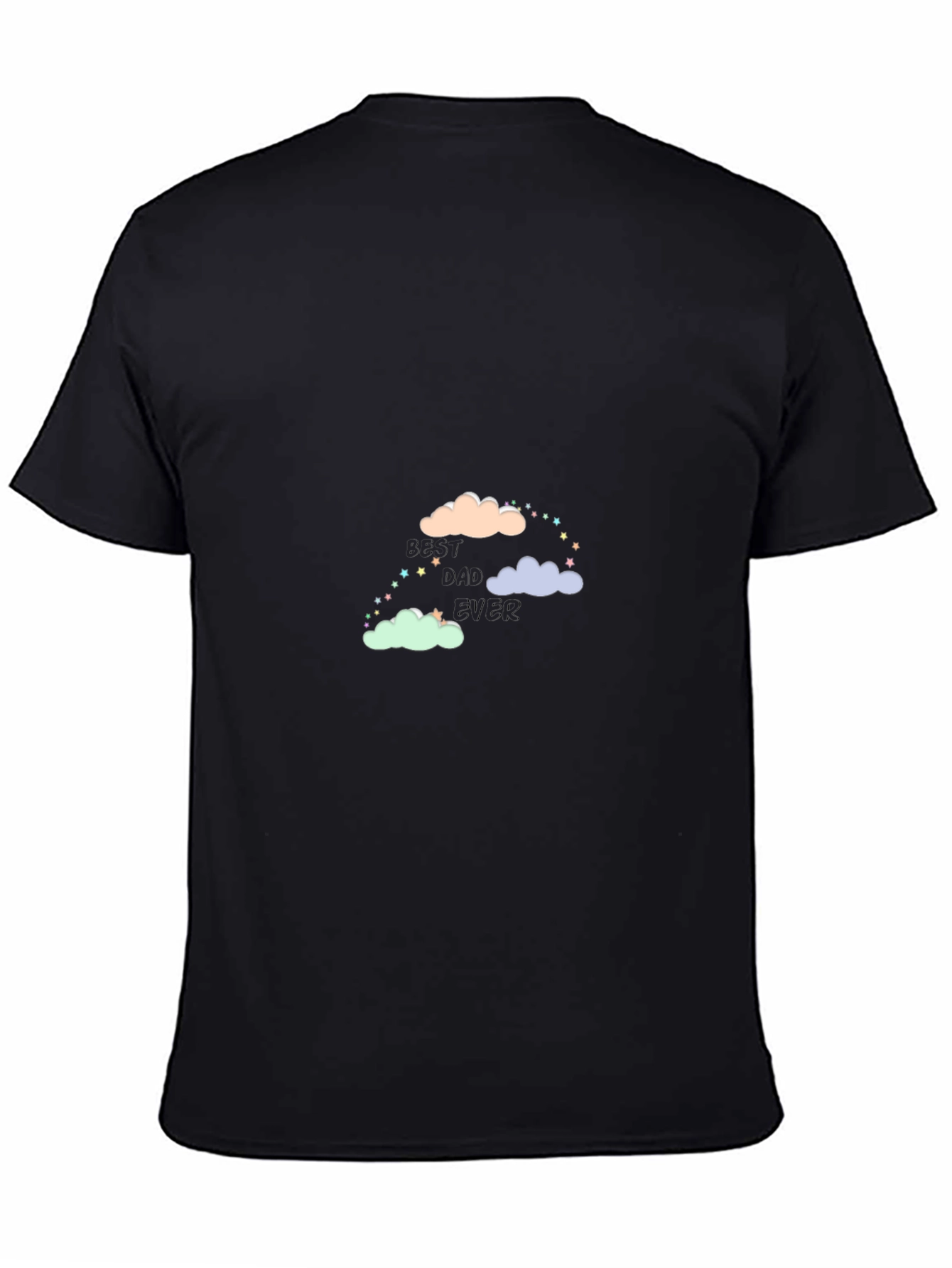 Black Cute Clouds & Stars Black T-Shirt view 4