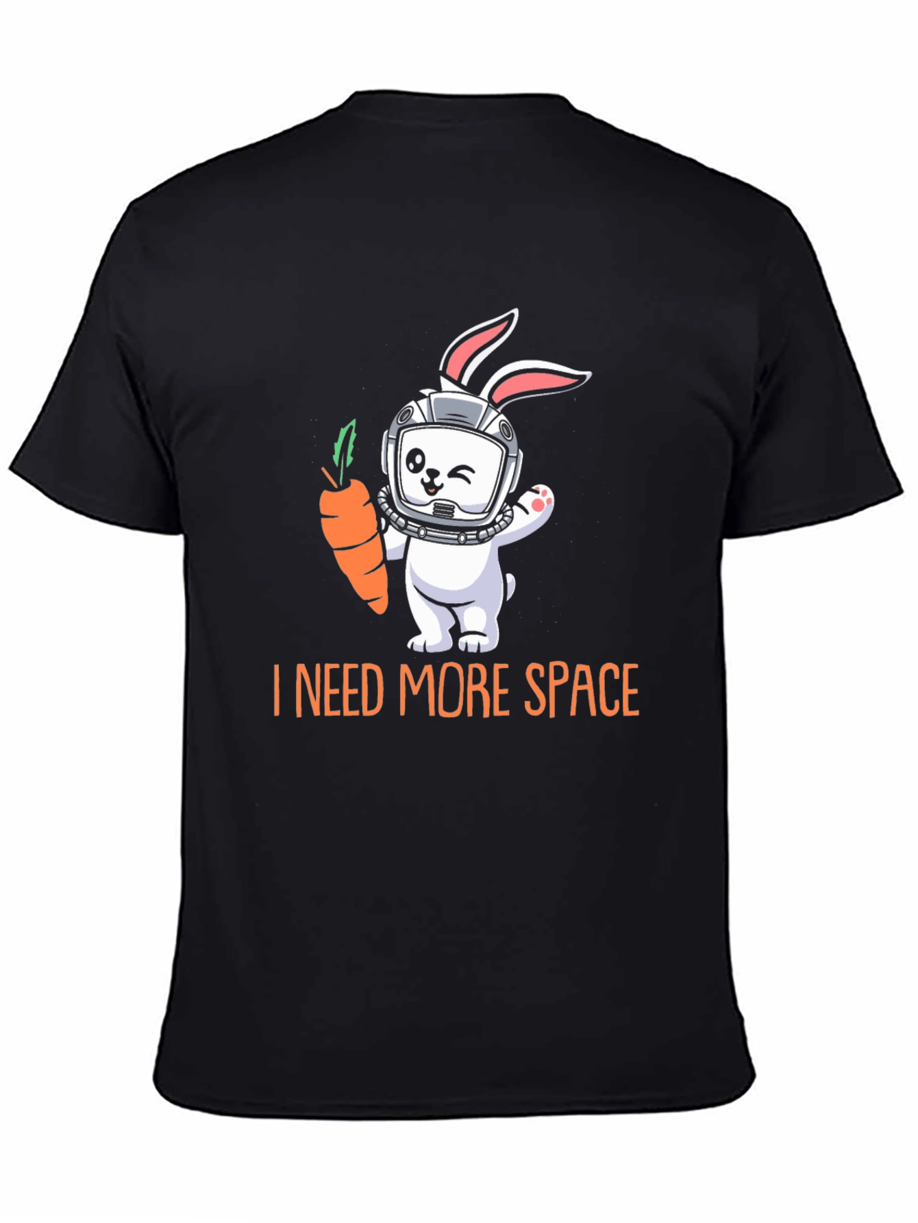 Black I Need More Space Rabbit Astronaut T-Shirt view 4