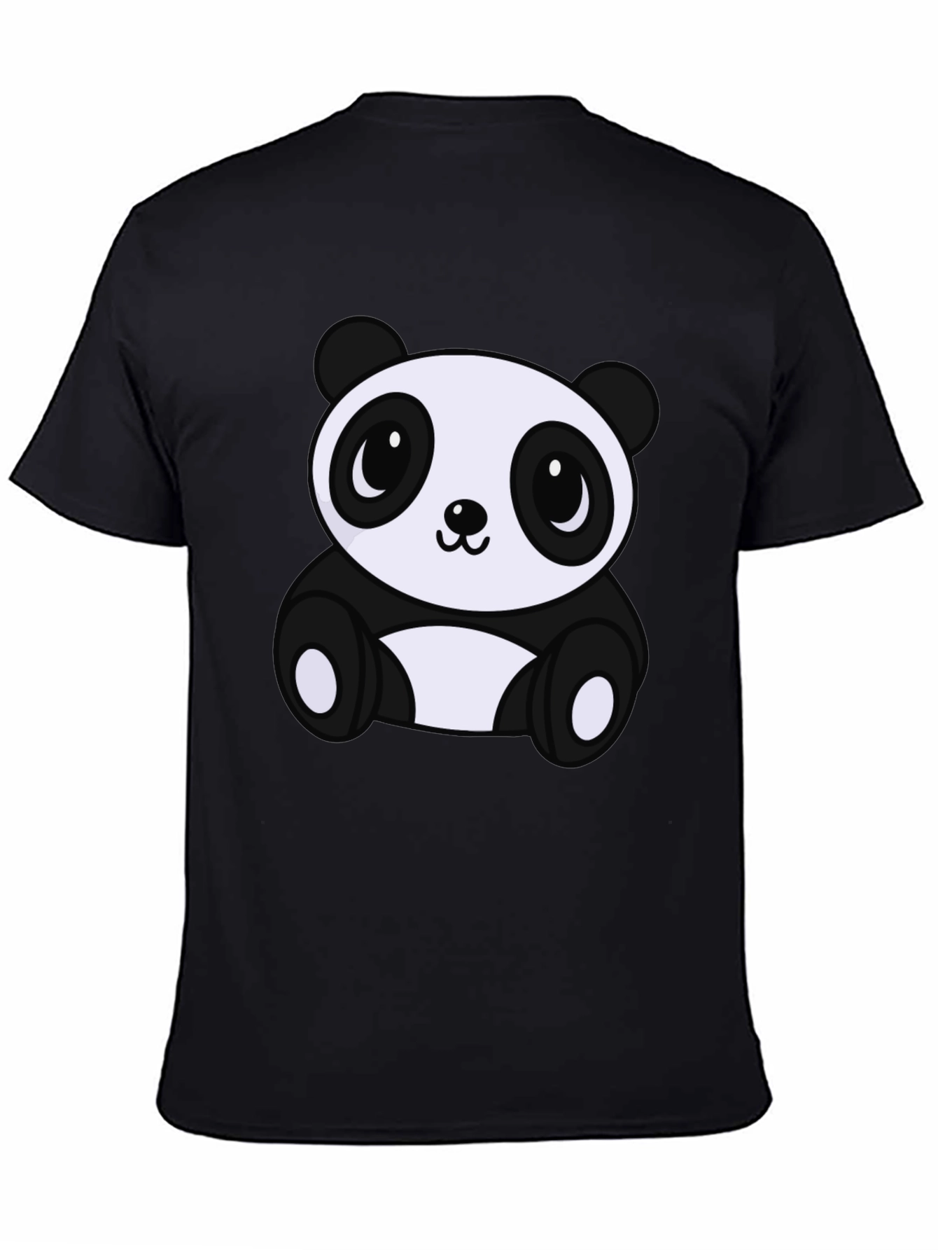 Black Cute Panda Bear Graphic Tee - Soft Black T-Shirt view 4