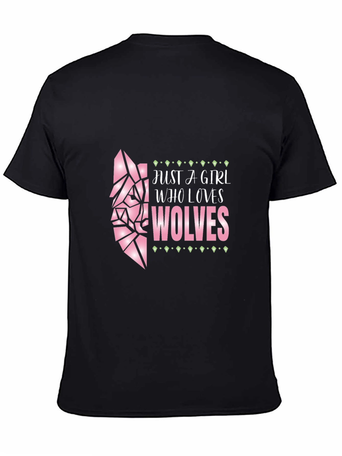 Black Girl Who Loves Wolves Graphic Tee - Black view 4