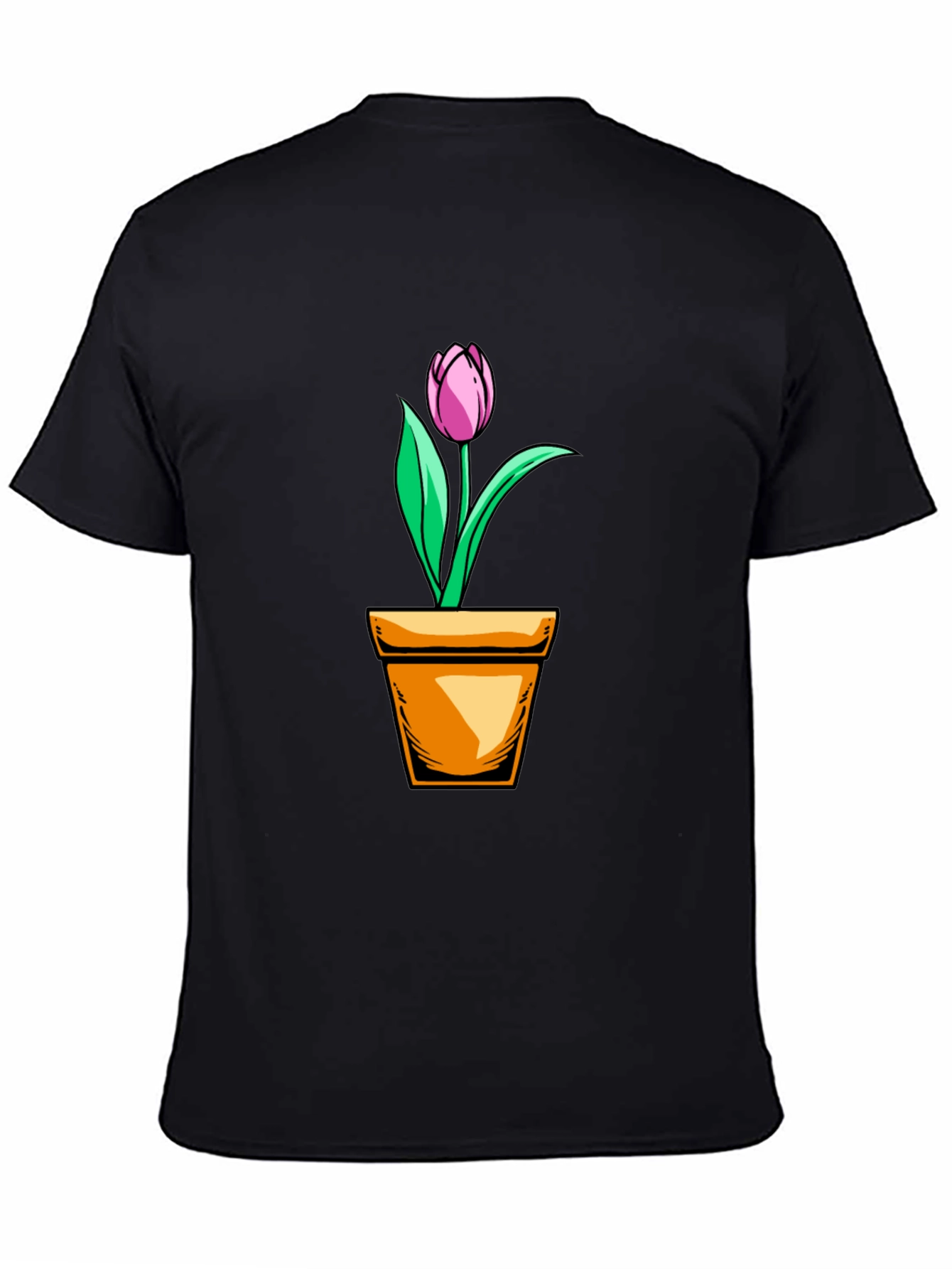Black Tulip in Pot Graphic T-Shirt - Black view 4