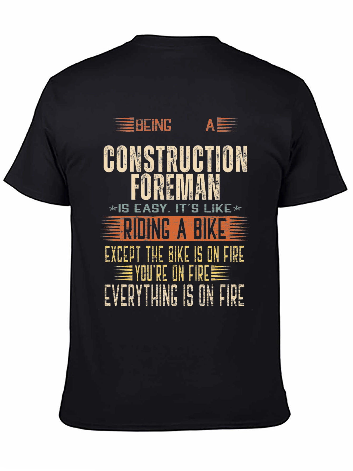 Black Construction Foreman Funny T-Shirt view 4