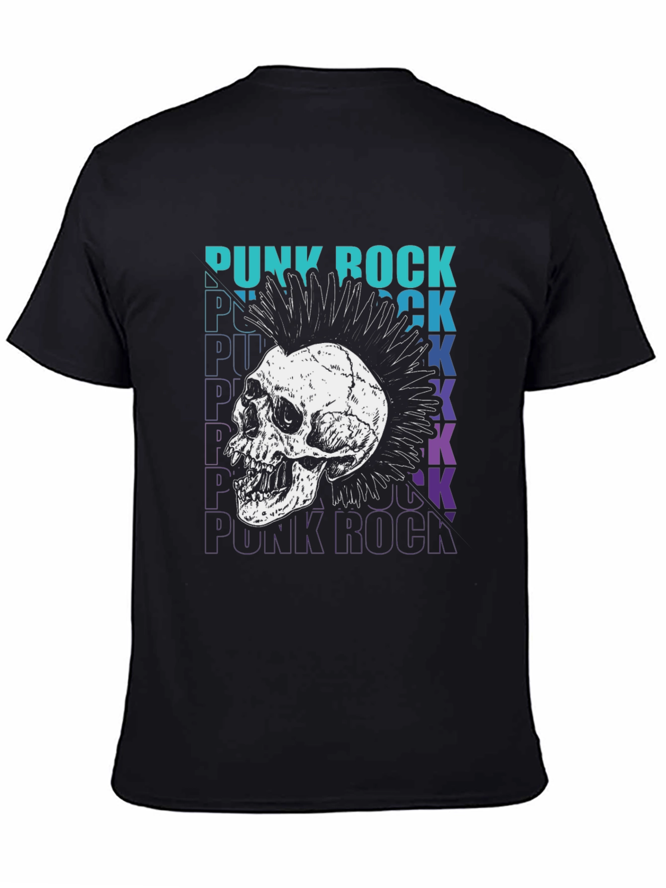 Black Punk Rock Skull Graphic Tee view 4