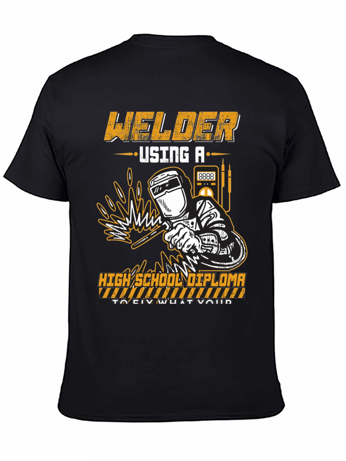 Black Welder High School Diploma T-Shirt view 4