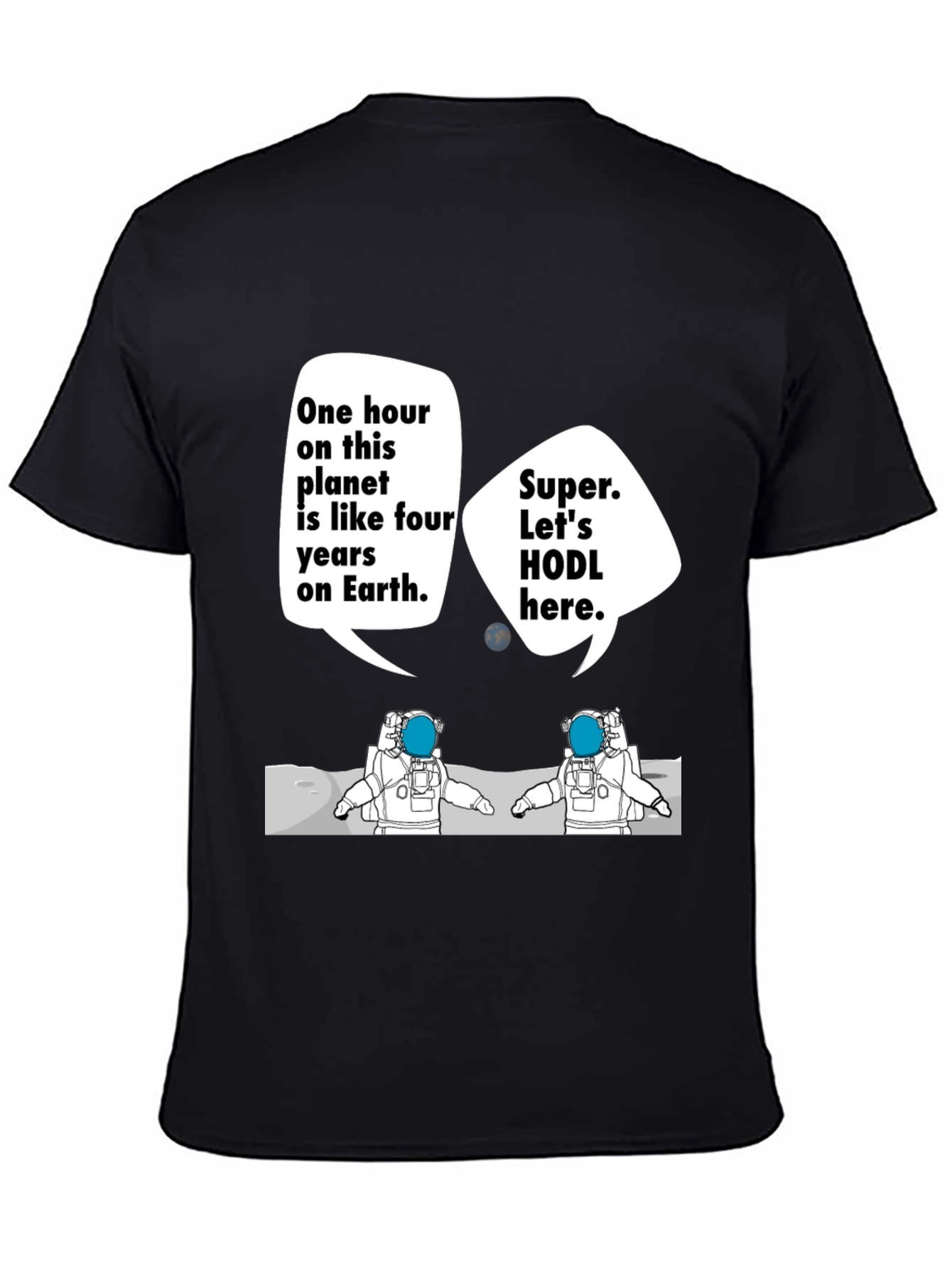 Black HODL Astronauts Black T-Shirt - Crypto Meme view 4