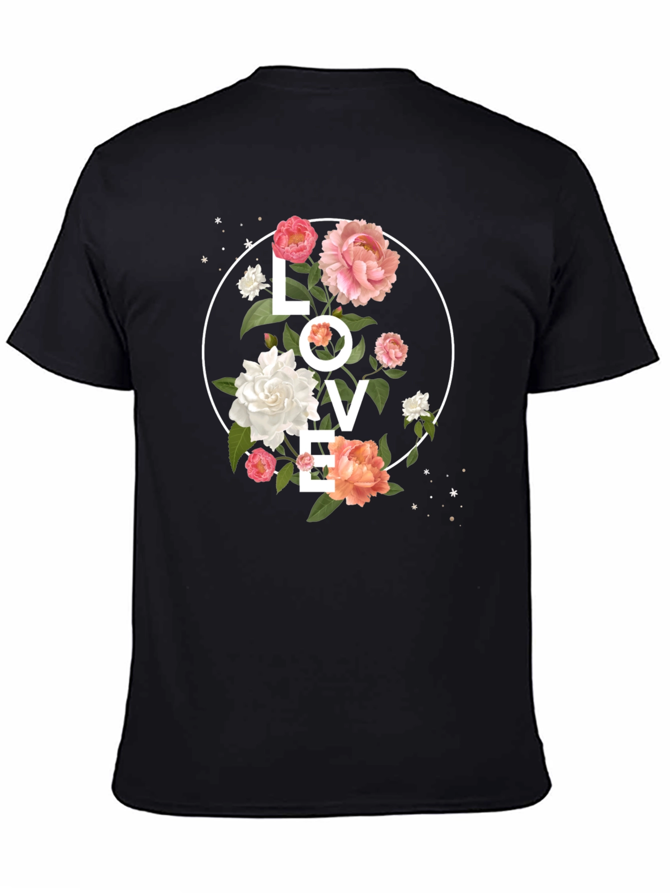 Black Floral LOVE Graphic Tee - Stylish Black T-Shirt view 4