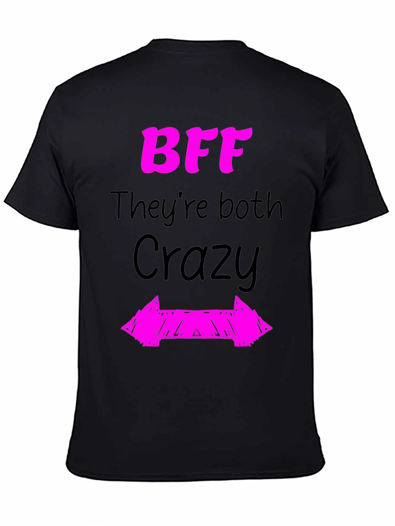 Black BFF They're Both Crazy Graphic Novelty T-Shirt view 4