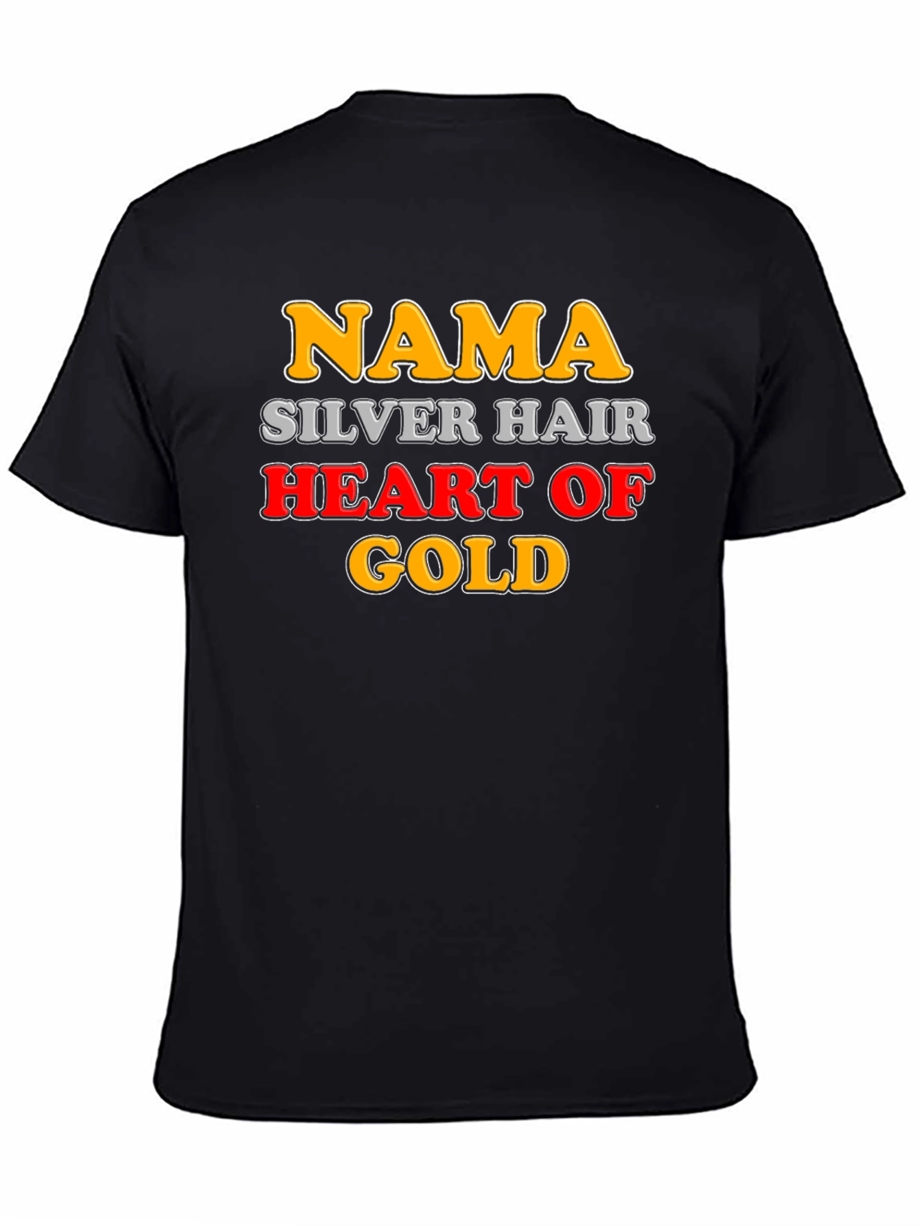 Black Nama Silver Hair Heart of Gold Novelty T-Shirt view 4